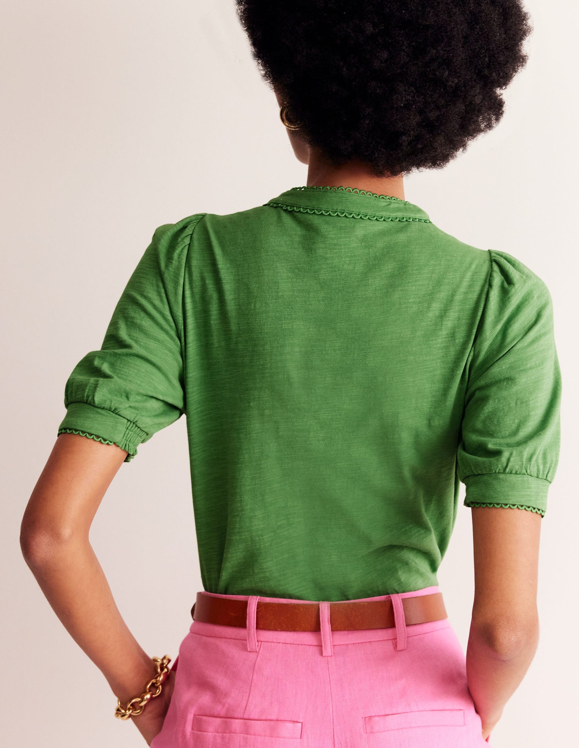 Pintuck Puff Sleeve Henley-Lichen-4