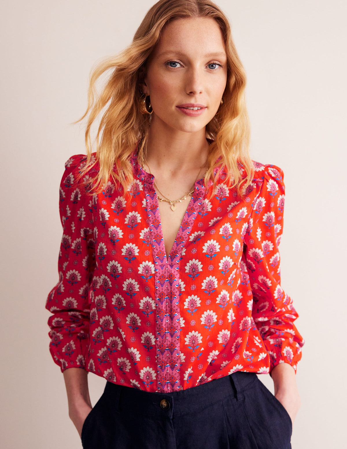 Cotton Printed Top-Gladioli, Passion Geo - Image 1