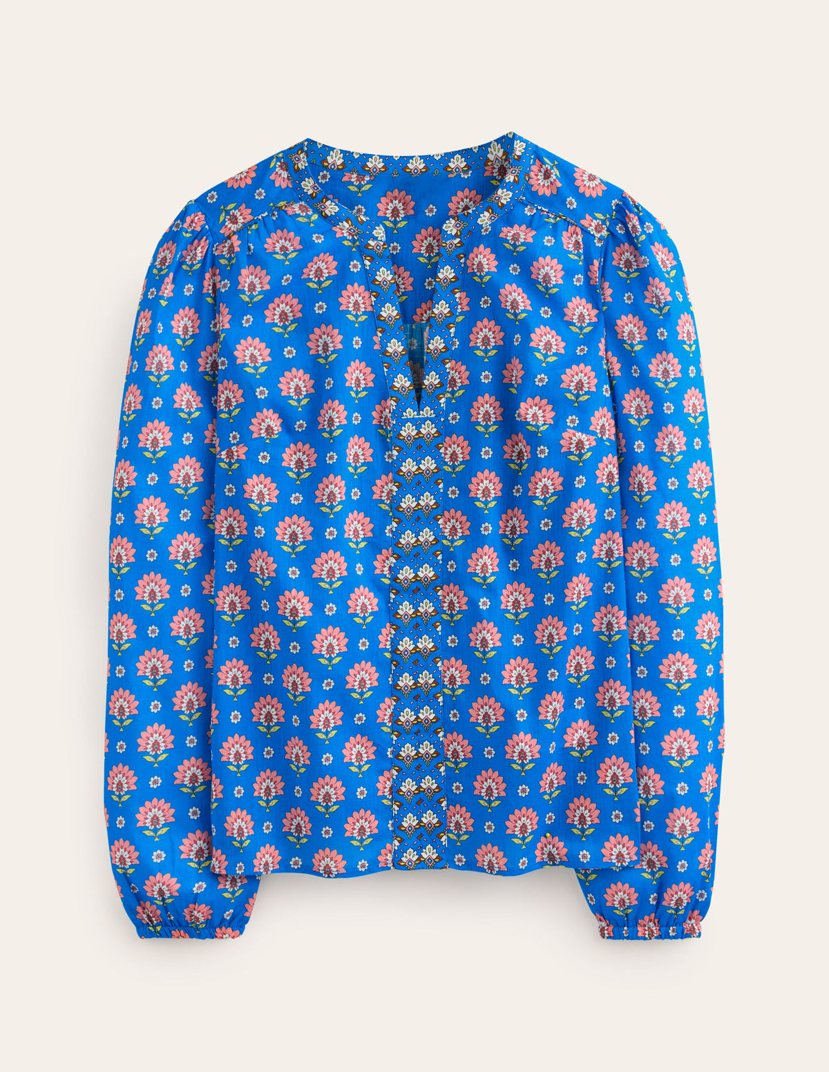 Cotton Printed Top-Cerulean Blue, Passion Geo - Image 5