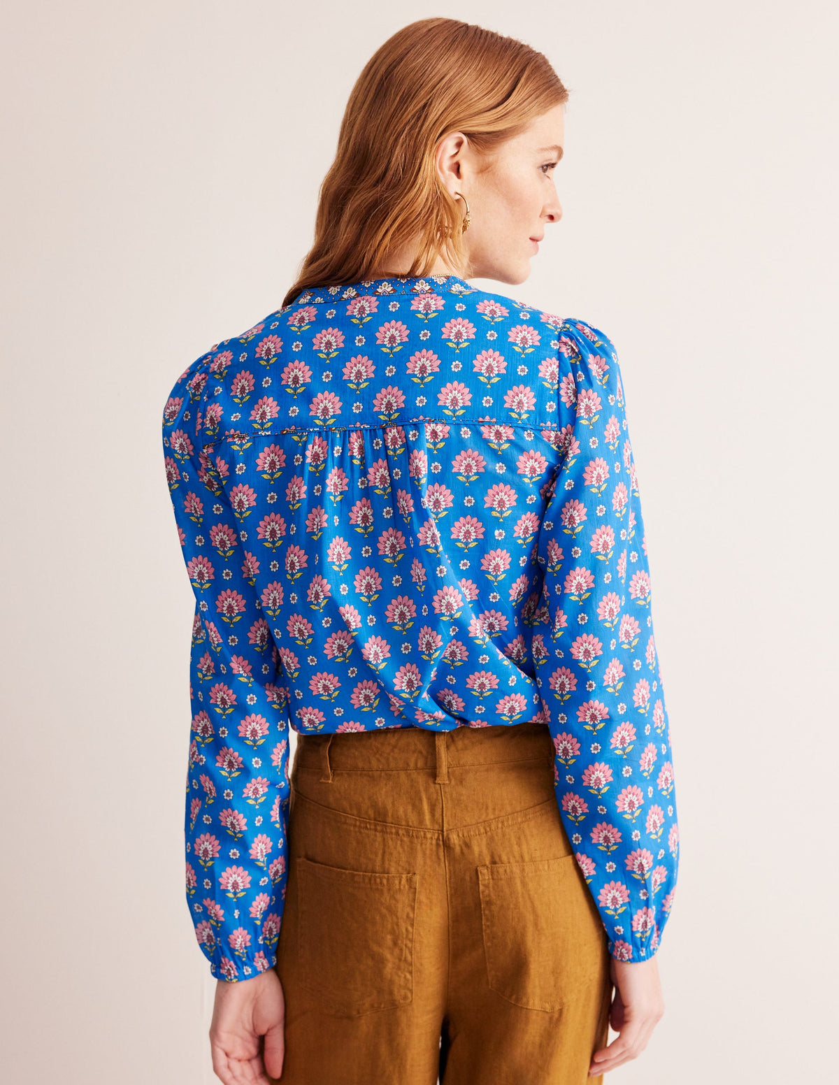 Cotton Printed Top-Cerulean Blue, Passion Geo - Image 3