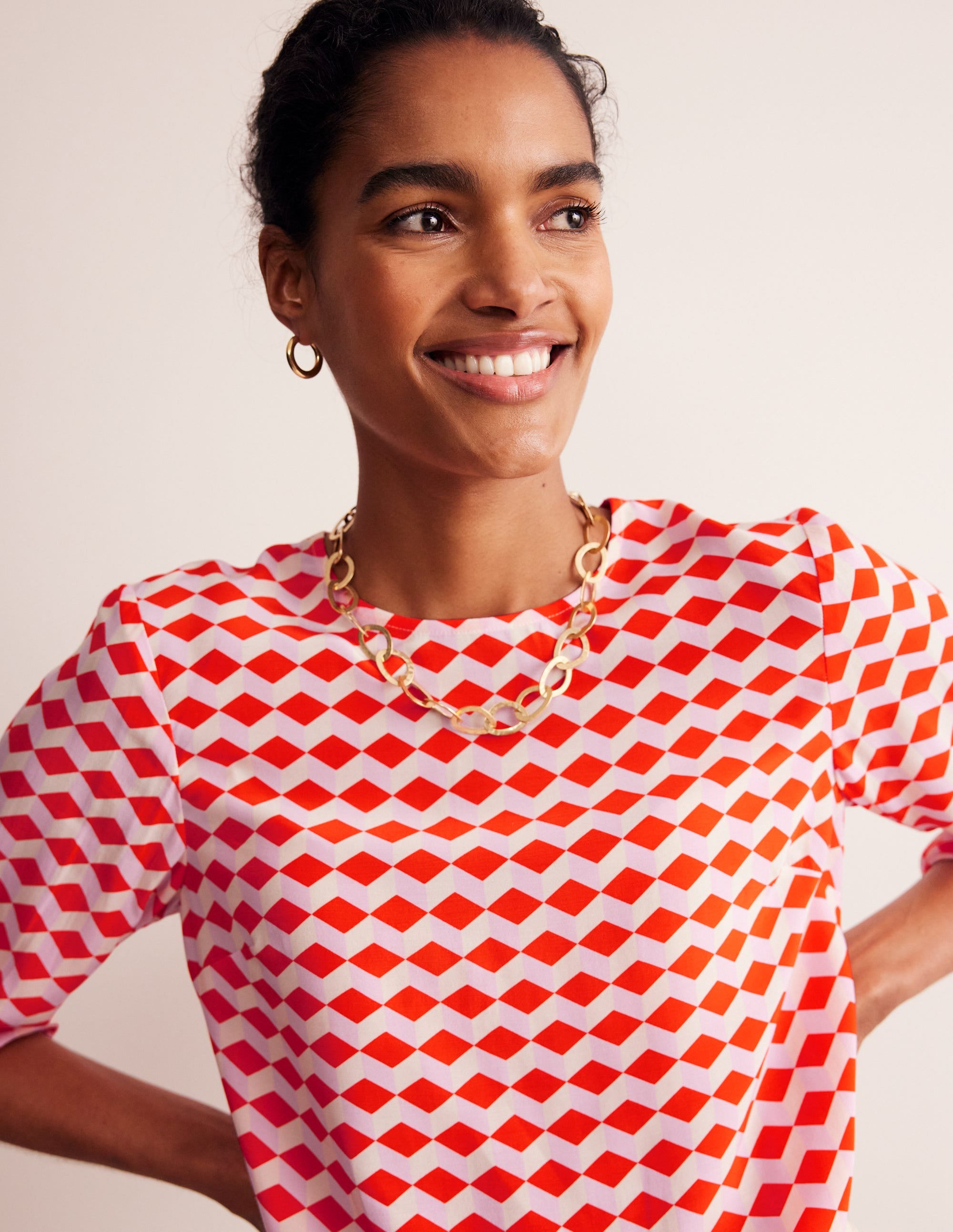 Easy Printed Top-Mandarin Red, Diamond Cube - Image 1