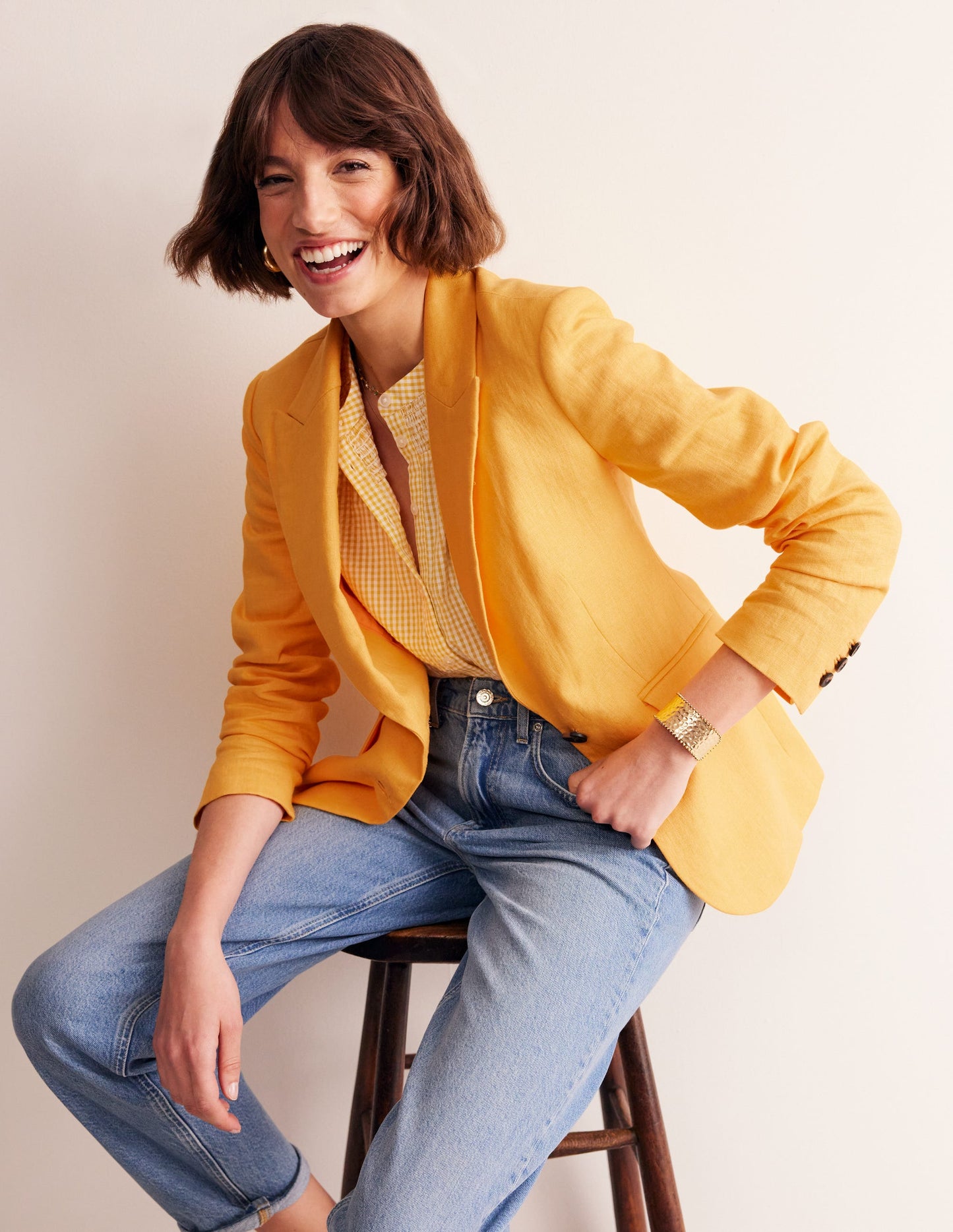 Marylebone Linen Blazer-Artisan Gold