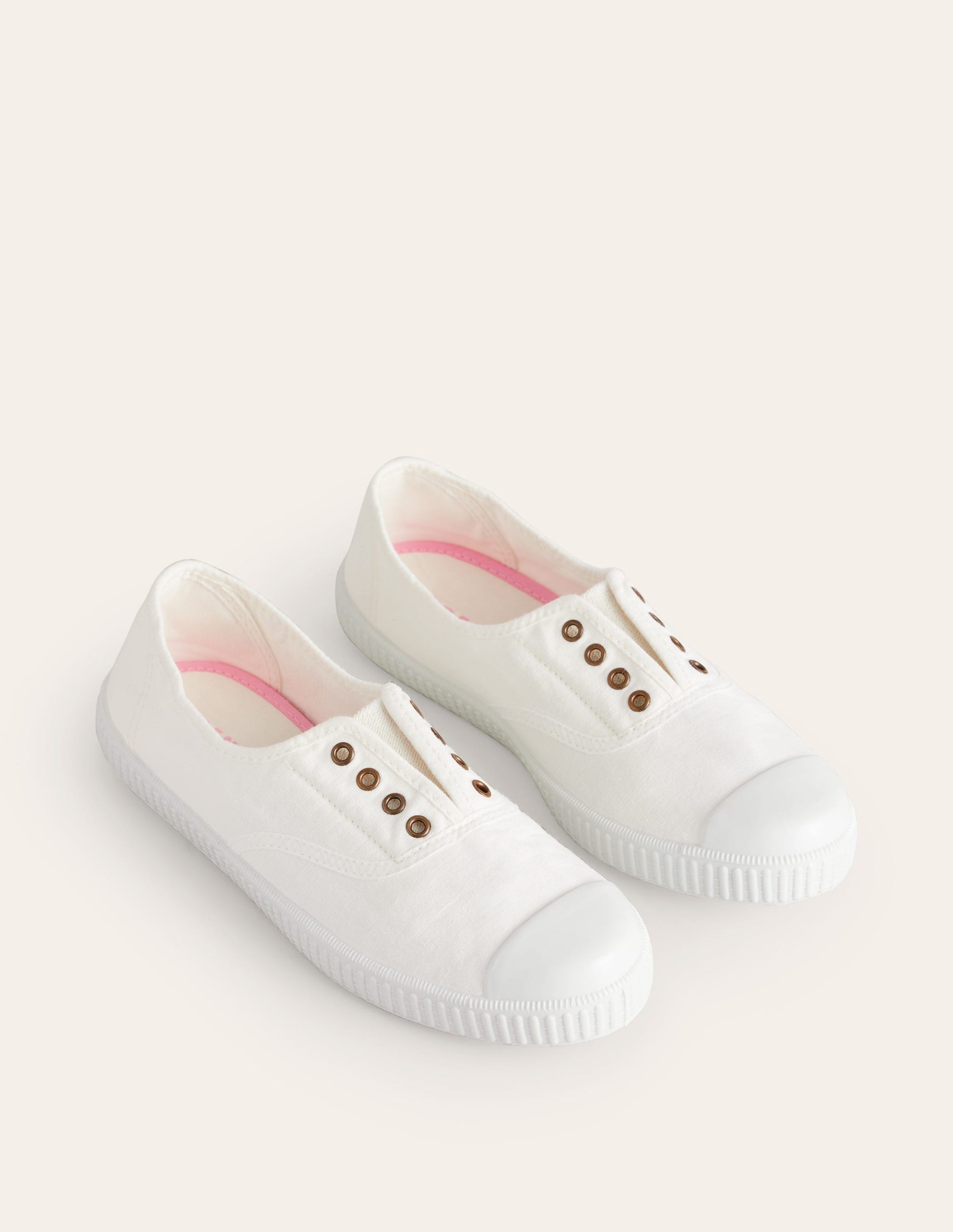 Laceless Canvas Plimsoll-Ivory-3