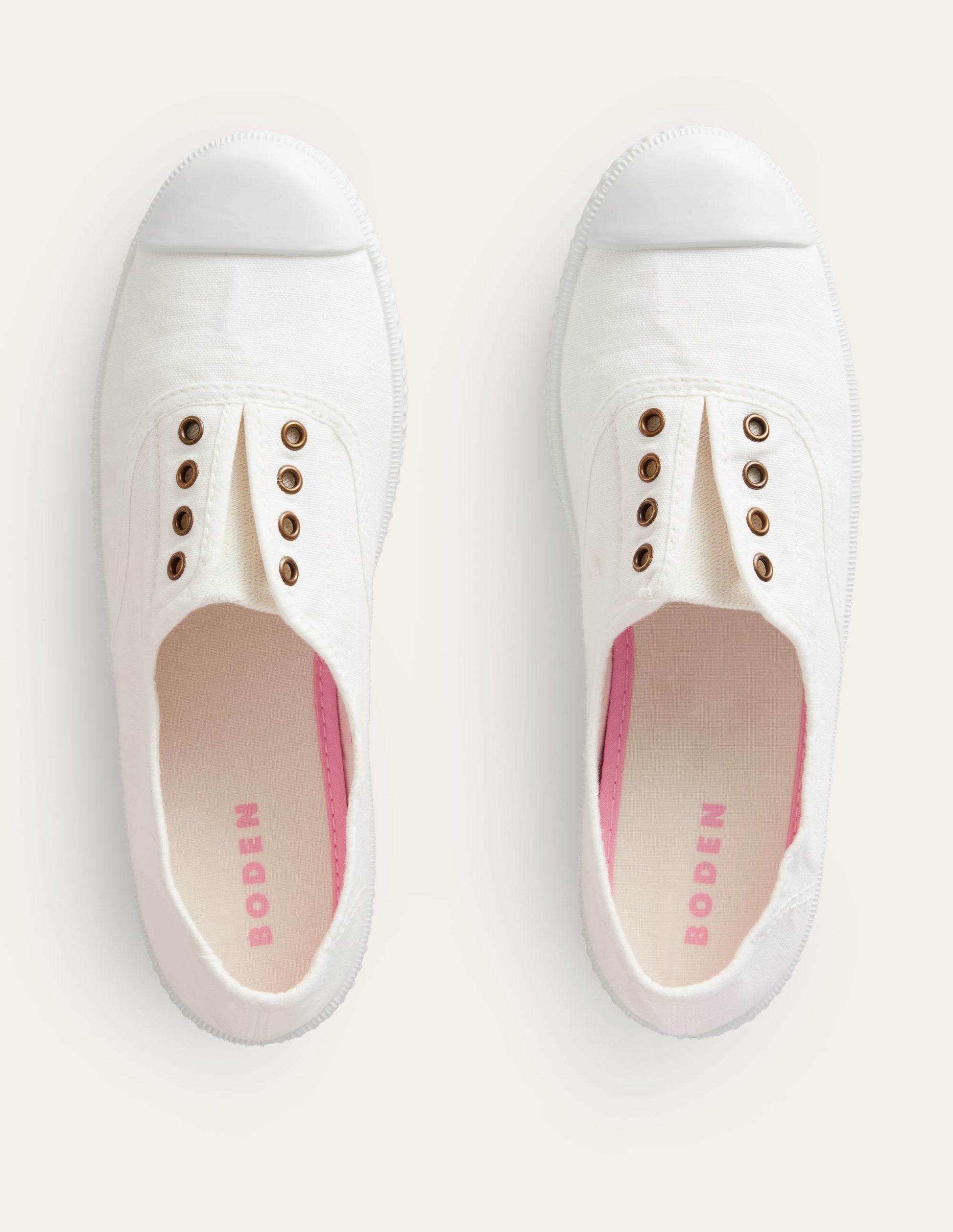 Laceless Canvas Plimsoll-Ivory-5