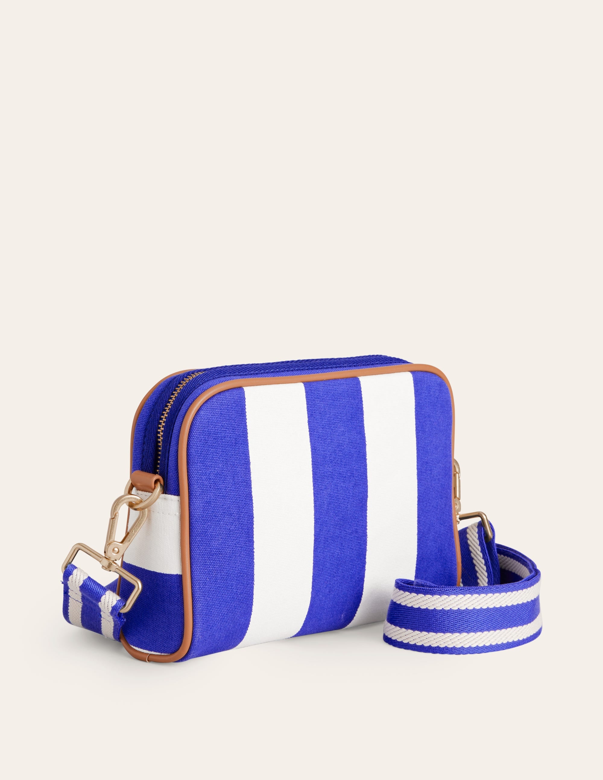 Canvas Cross-Body Bag-Blue Stripe - Image 3