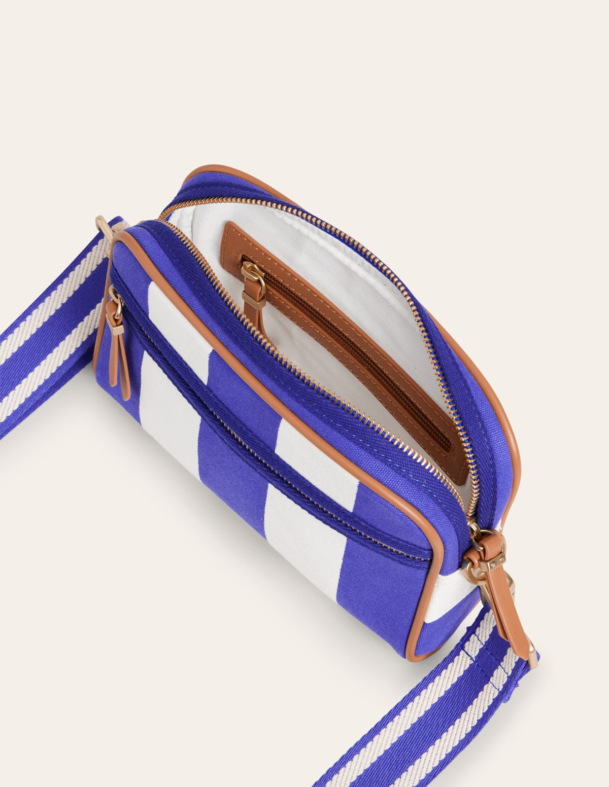 Canvas Cross-Body Bag-Blue Stripe - Image 4