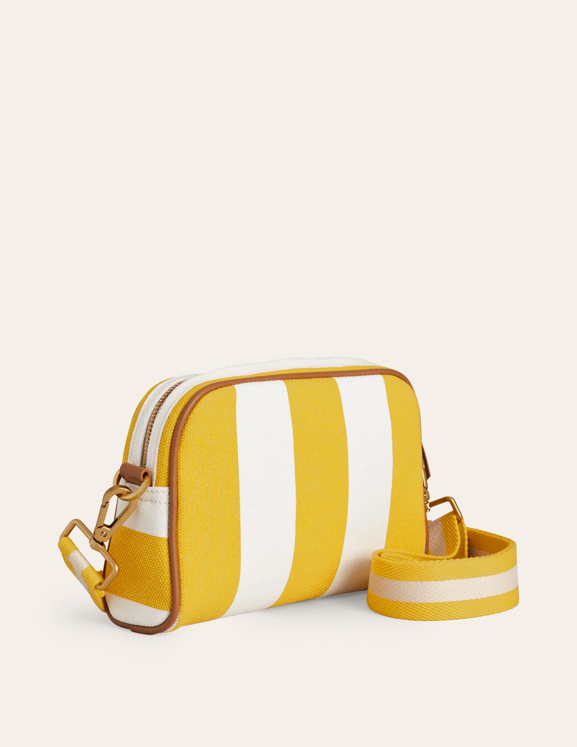 Canvas Cross-Body Bag-Yellow Stripe - Image 3