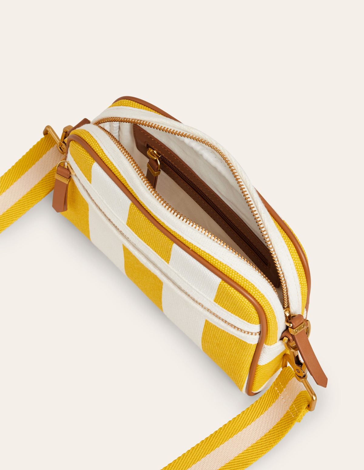 Canvas Cross-Body Bag-Yellow Stripe-4