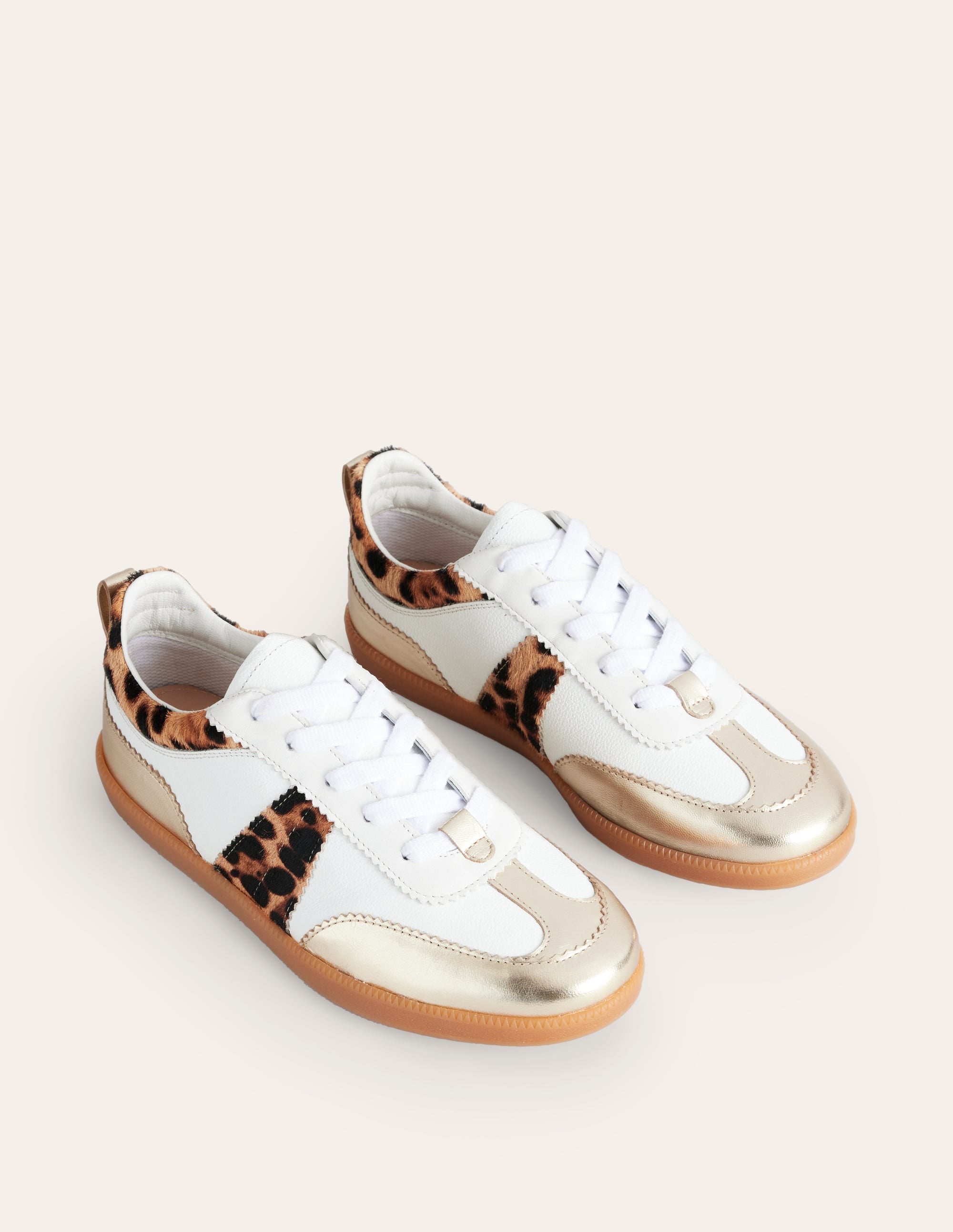 Erin Retro Tennis Trainers-Off White/ Classic Leopard - Image 3