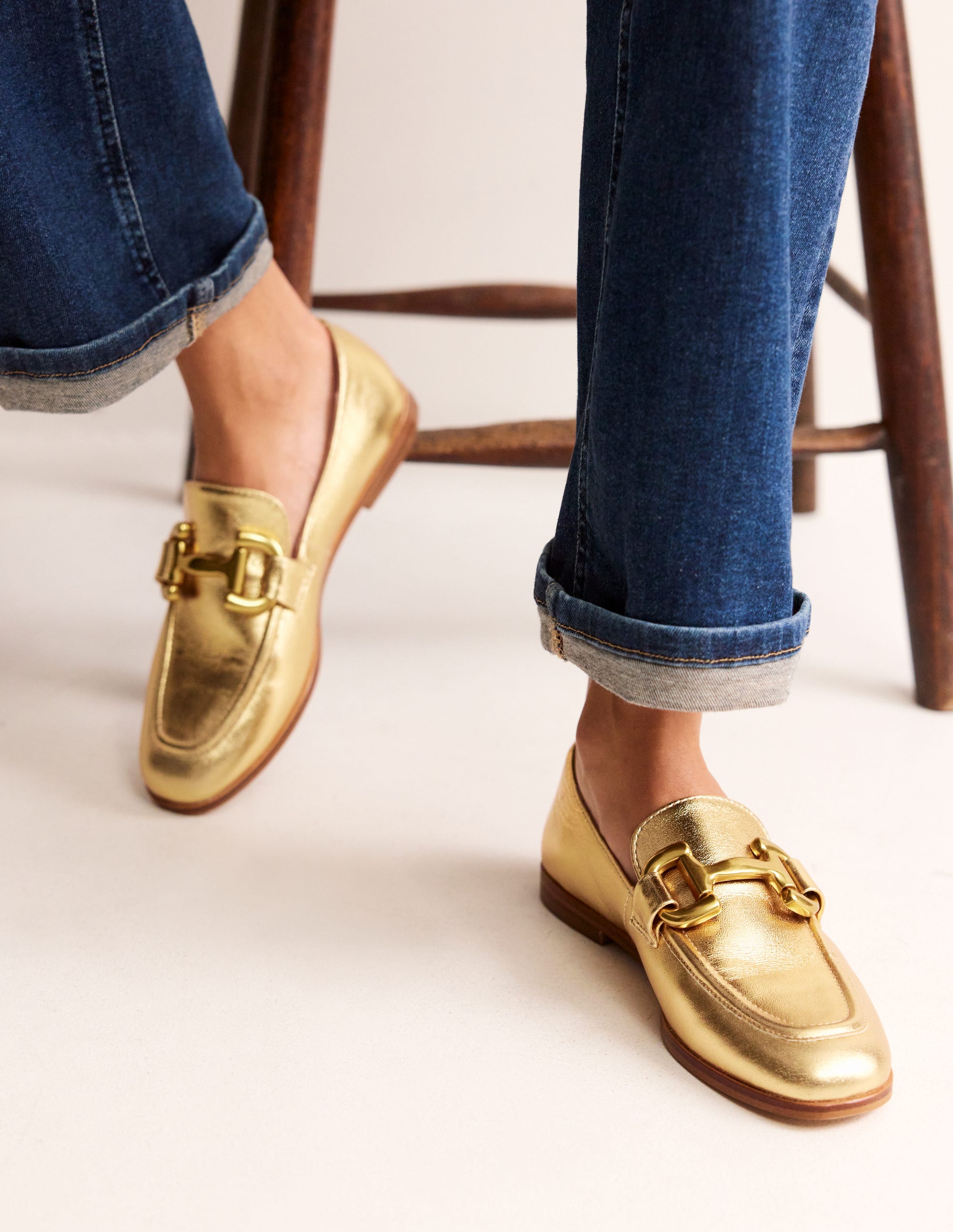 Iris Snaffle Loafers-Gold Leather - Image 1
