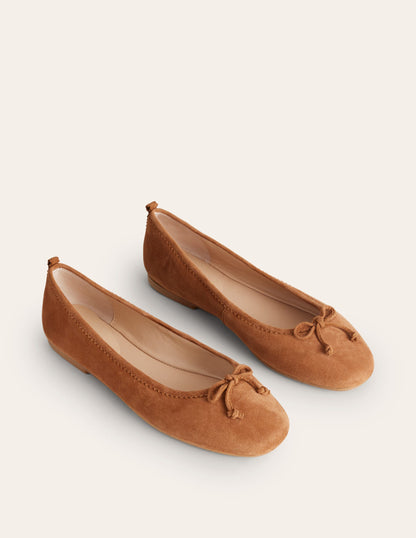 Kitty Flexi Sole Ballet Flats-Ginger Snap Suede