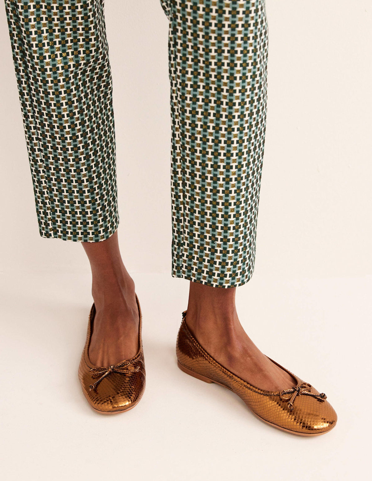 Kitty Flexi Sole Ballet Flats-Bronze Metallic Snake - Image 1