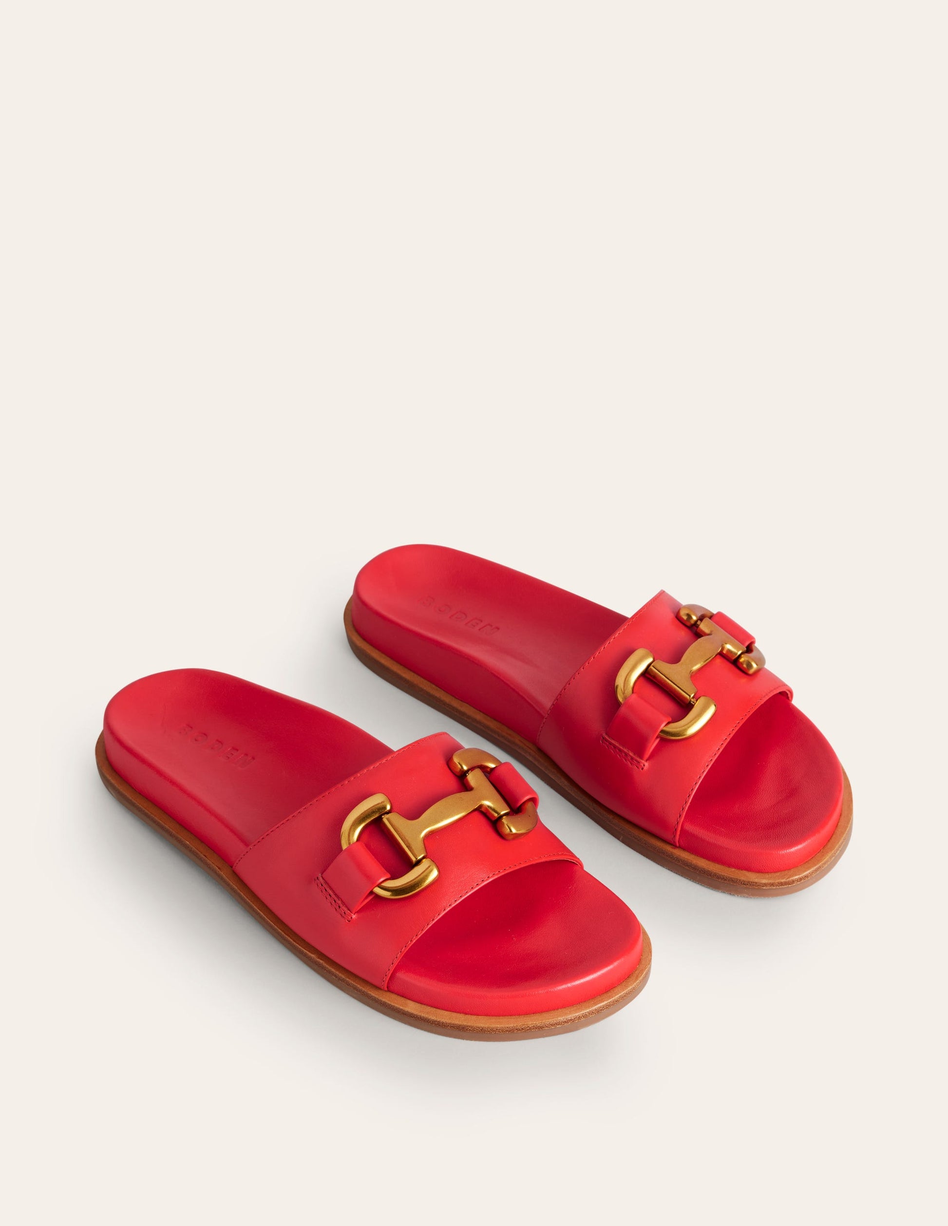Iris Snaffle Slider Sandals-Red Leather-3