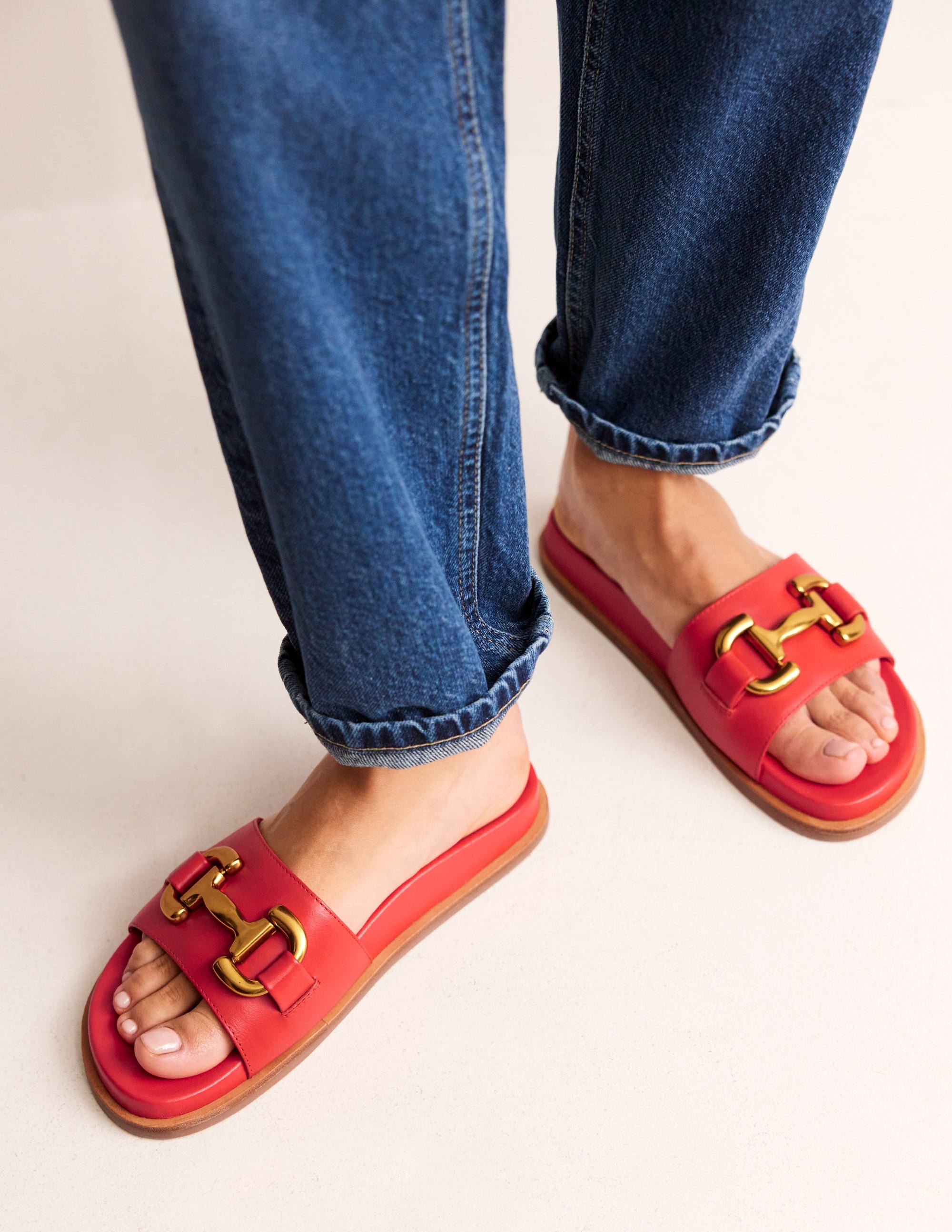 Iris Snaffle Slider Sandals-Red Leather - Image 1