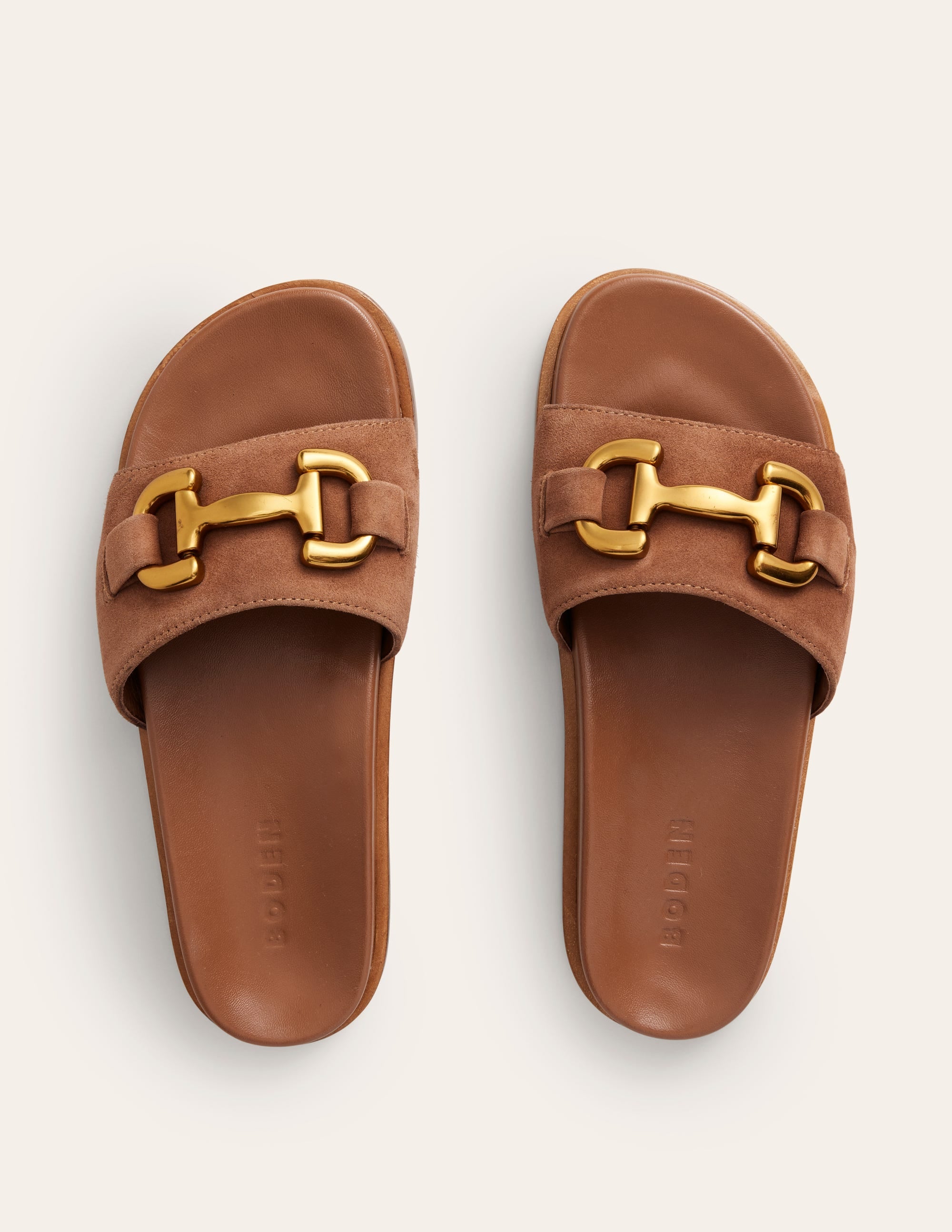 Iris Snaffle Slider Sandals-Tan Suede/ Leather - Image 5