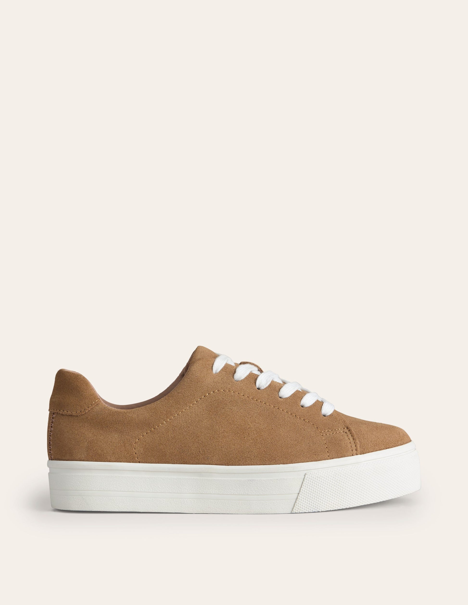 Leather Flatform Sneakers-Tan Suede-2