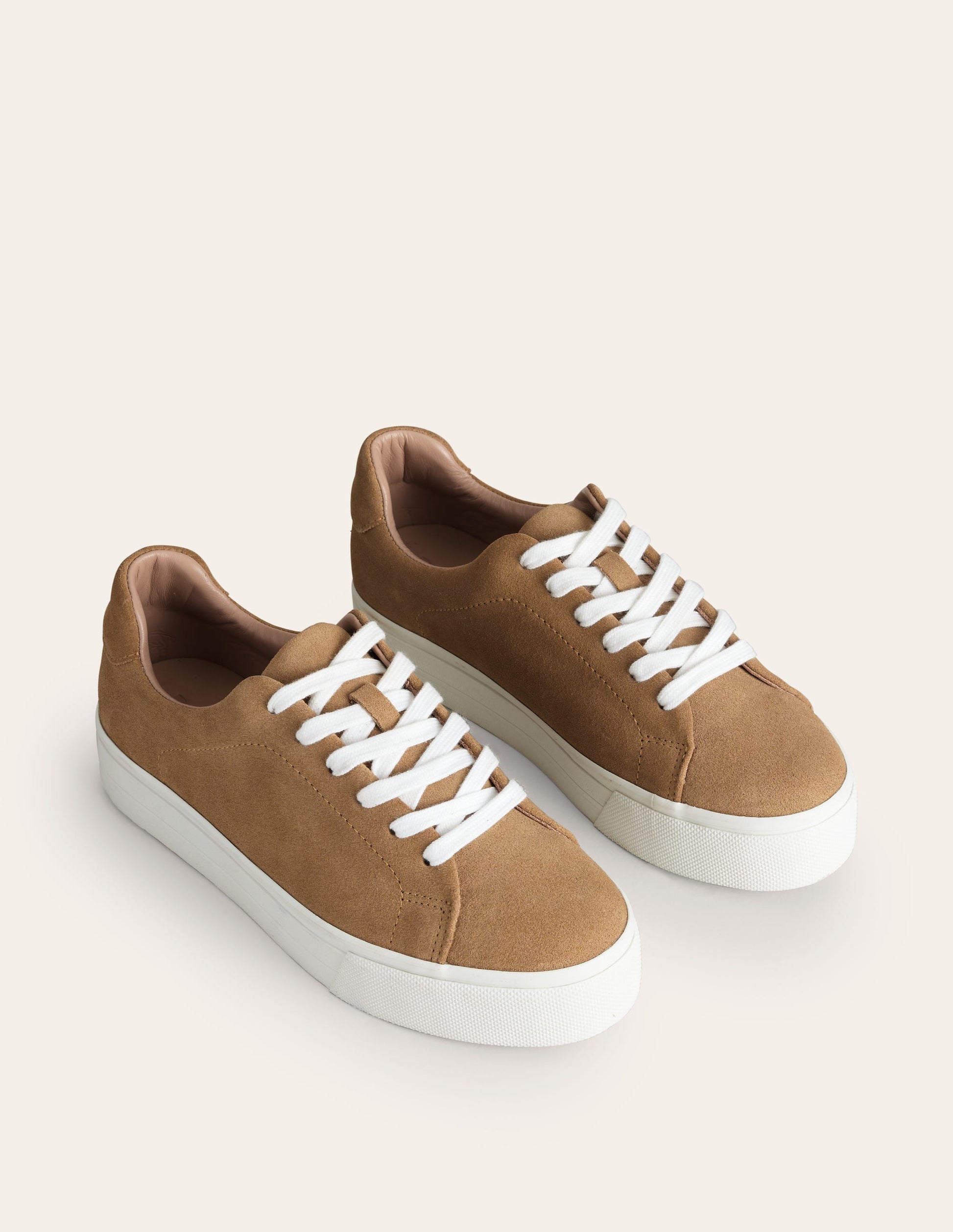 Leather Flatform Sneakers-Tan Suede-3