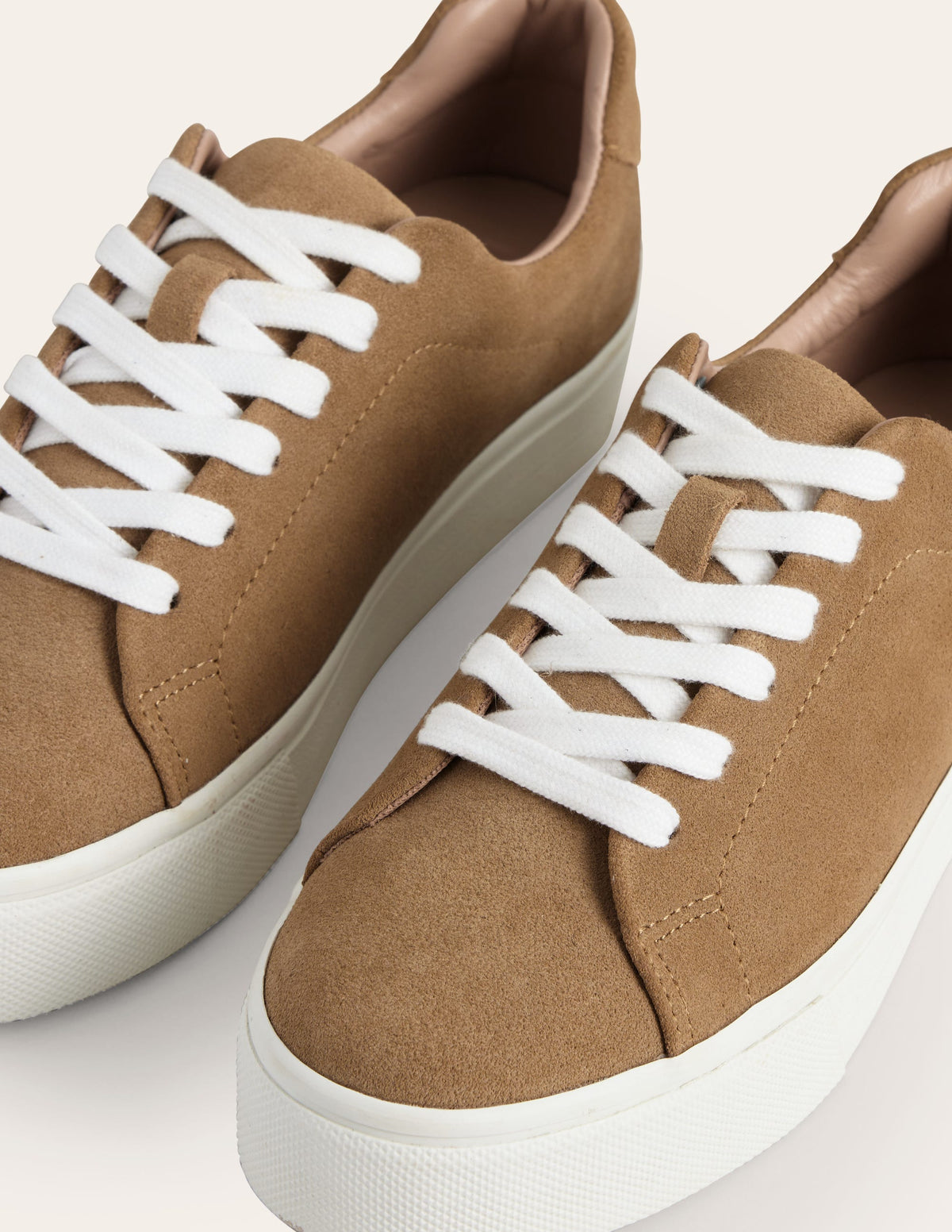 Leather Flatform Sneakers-Tan Suede - Image 4