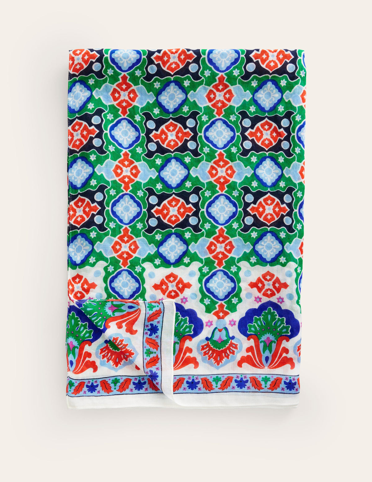 Printed Sarong Scarf-Multi, Coastal Tile - Image 3