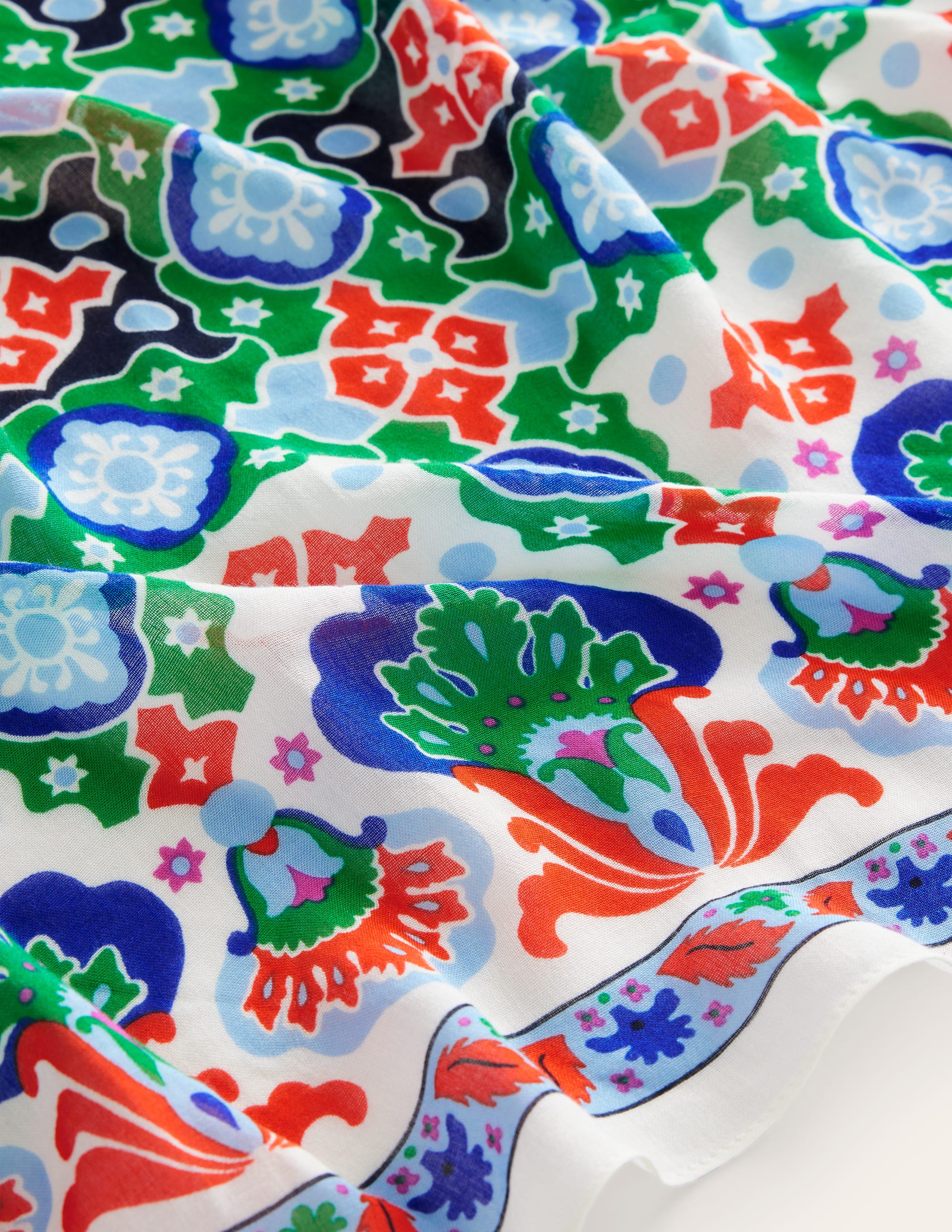 Printed Sarong Scarf-Multi, Coastal Tile - Image 4