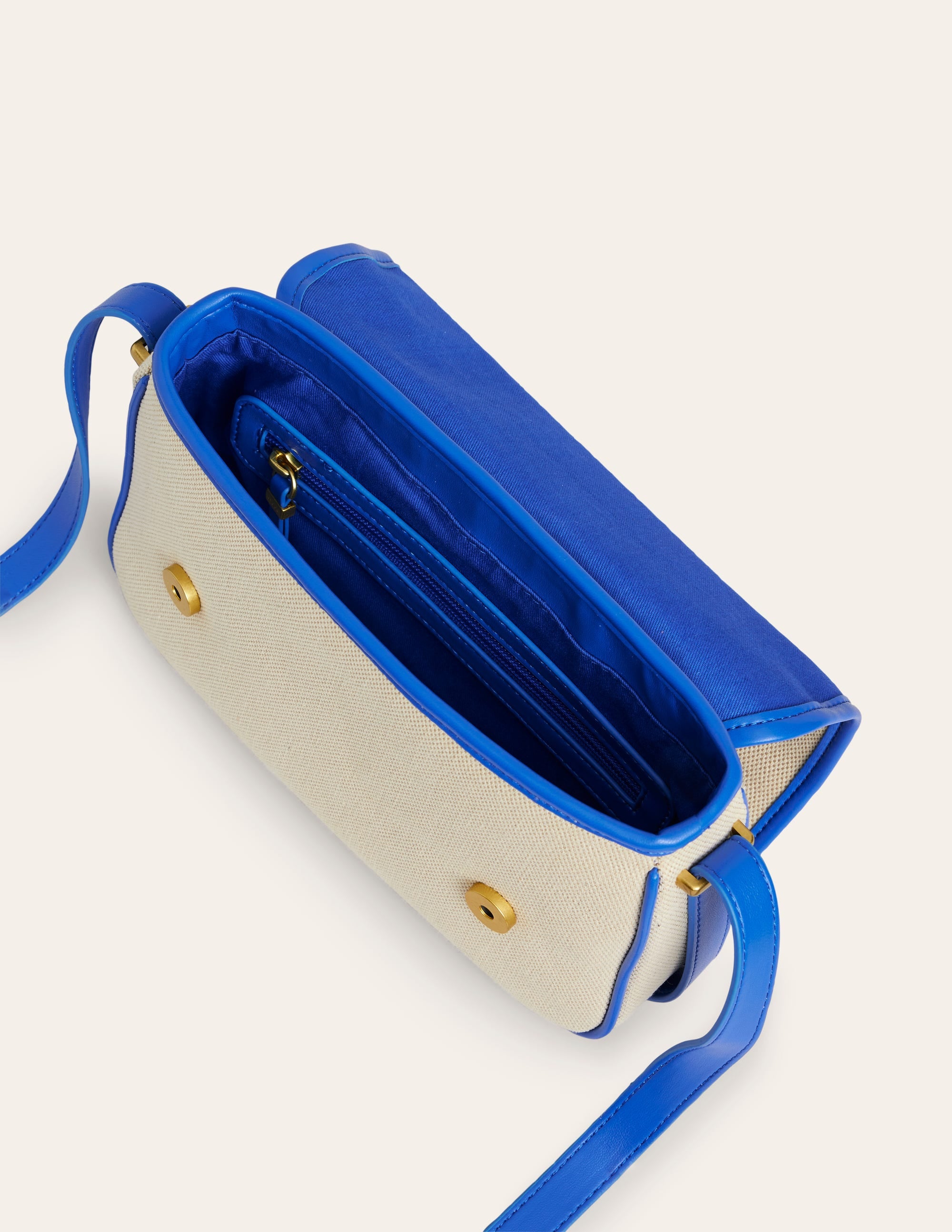 Structured Cross-Body Bag-Natural/ Blue - Image 4