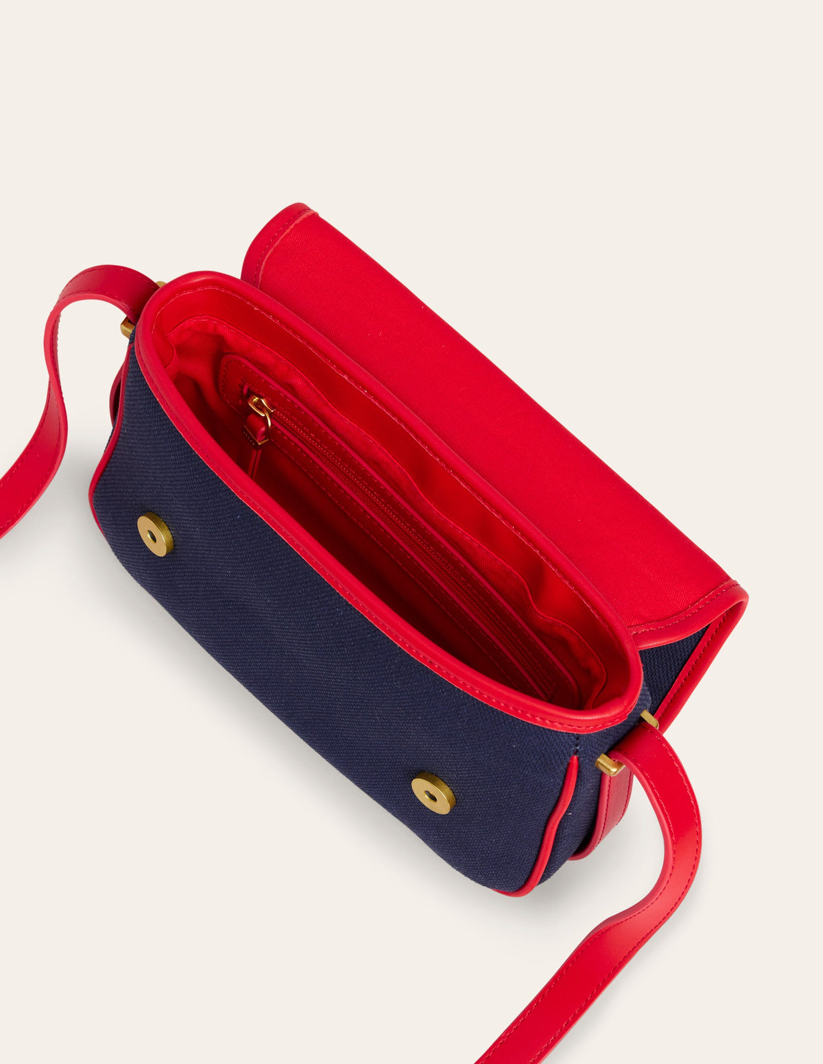 Structured Cross-Body Bag-Navy/ Red - Image 4