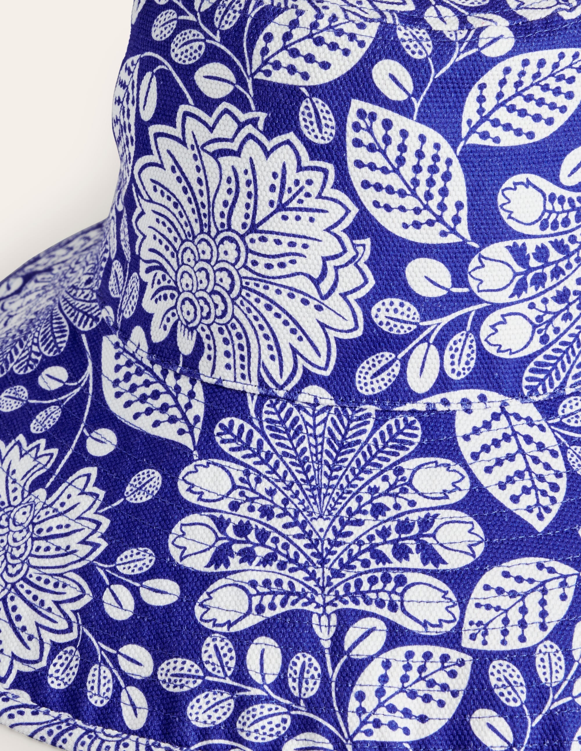 Printed Canvas Bucket Hat-Bright Blue, Gardenia Swirl - Image 3