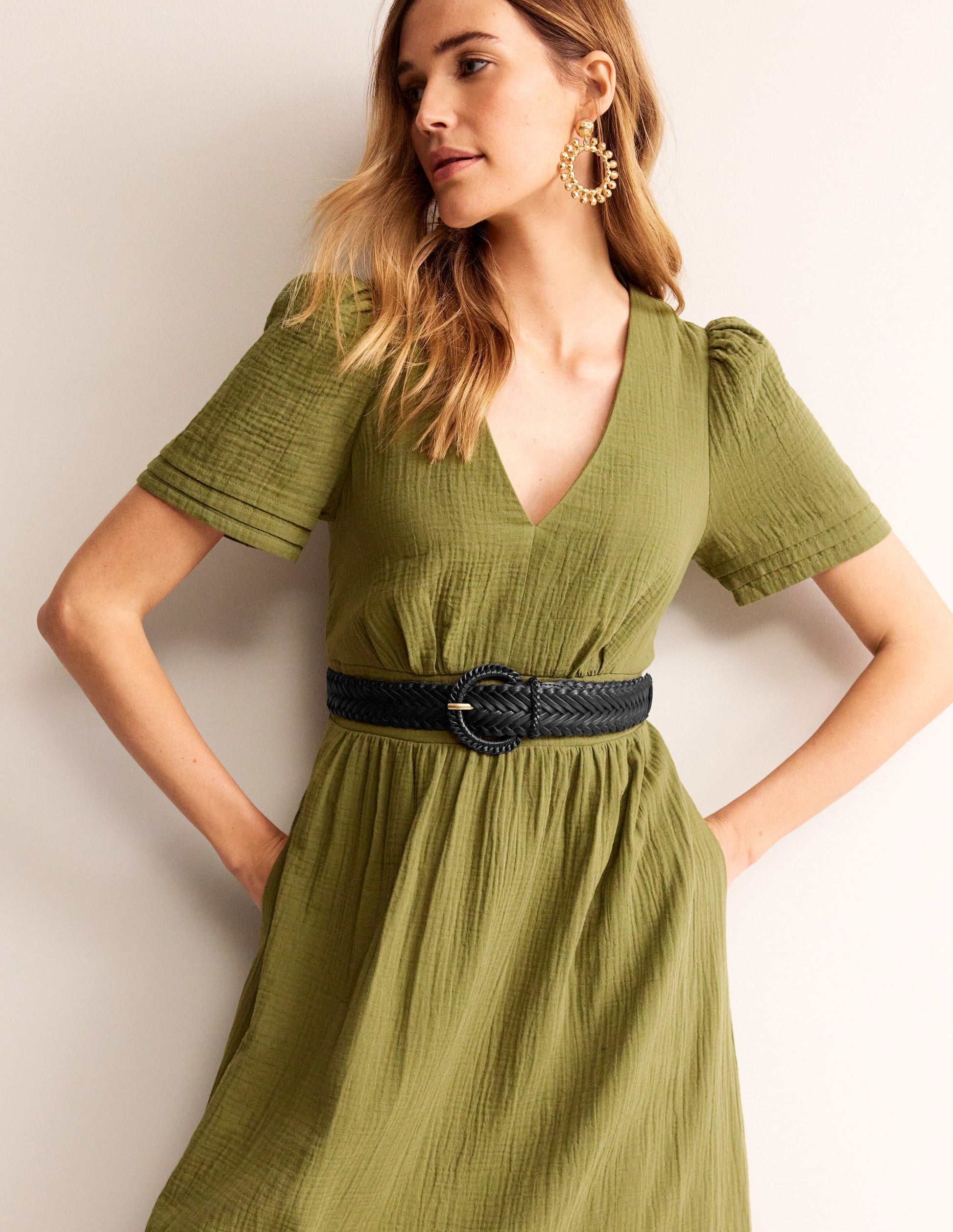 Woven Leather Belt-Black-1