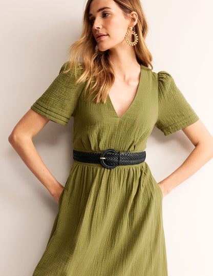 Woven Leather Belt-Black-1