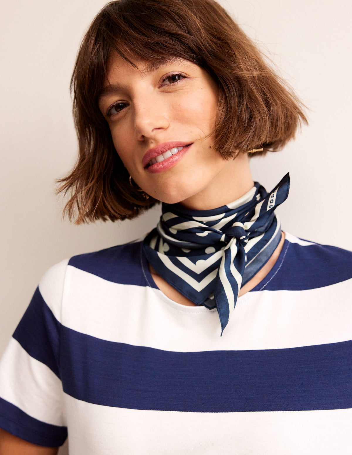 Elisabeth Silk Square Scarf-Navy Spot - Image 1