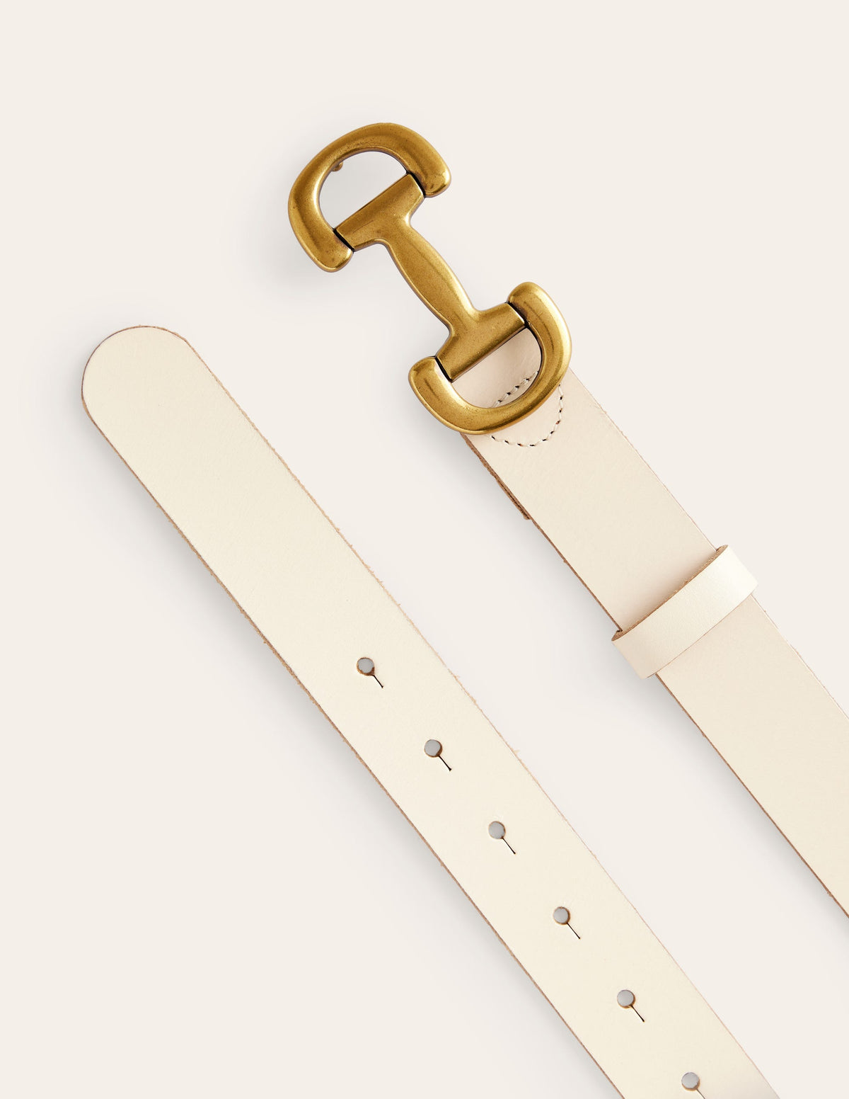 Iris Snaffle-Trim Leather Belt-Ecru-3