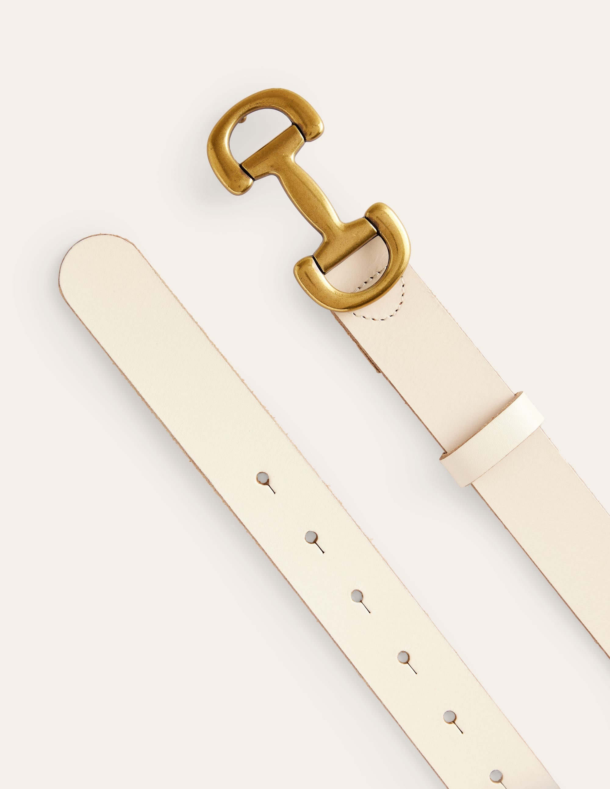 Iris Snaffle-Trim Leather Belt-Ecru - Image 3