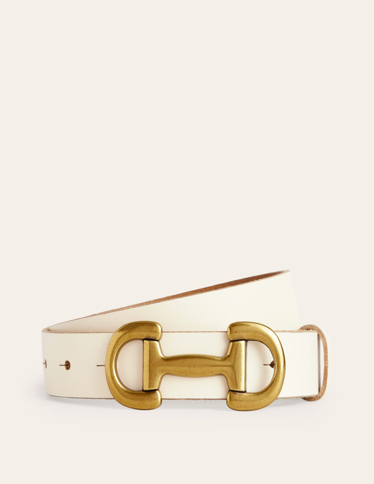 Iris Snaffle-Trim Leather Belt-Ecru - Image 2