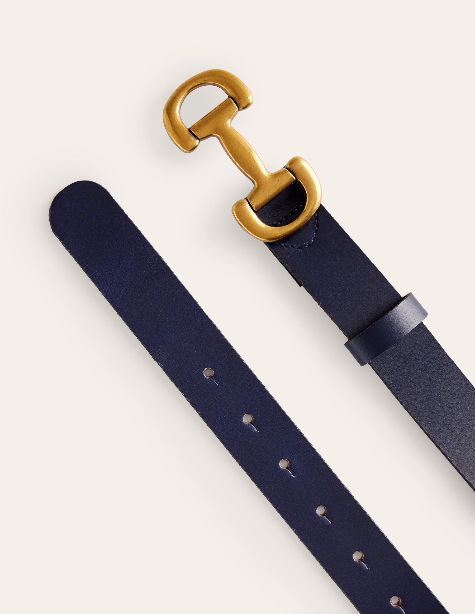 Iris Snaffle-Trim Leather Belt-Navy - Image 3