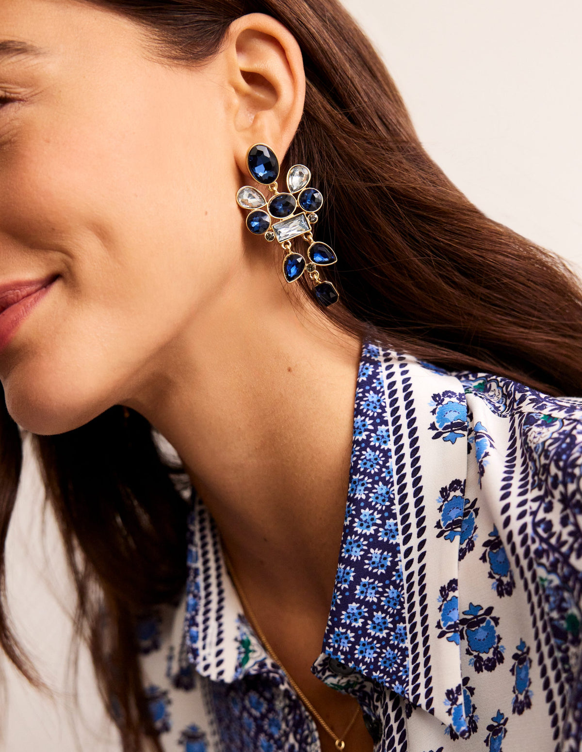 Mega Cluster Jewel Earrings-Blue - Image 1