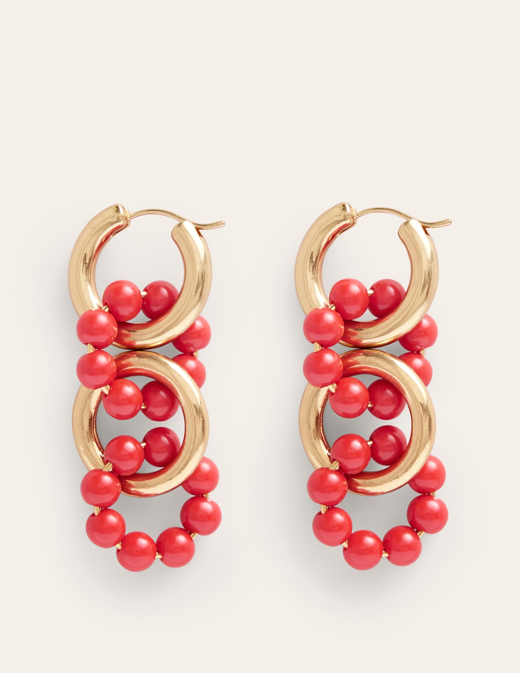 Link Bead Earrings-Coral - Image 2