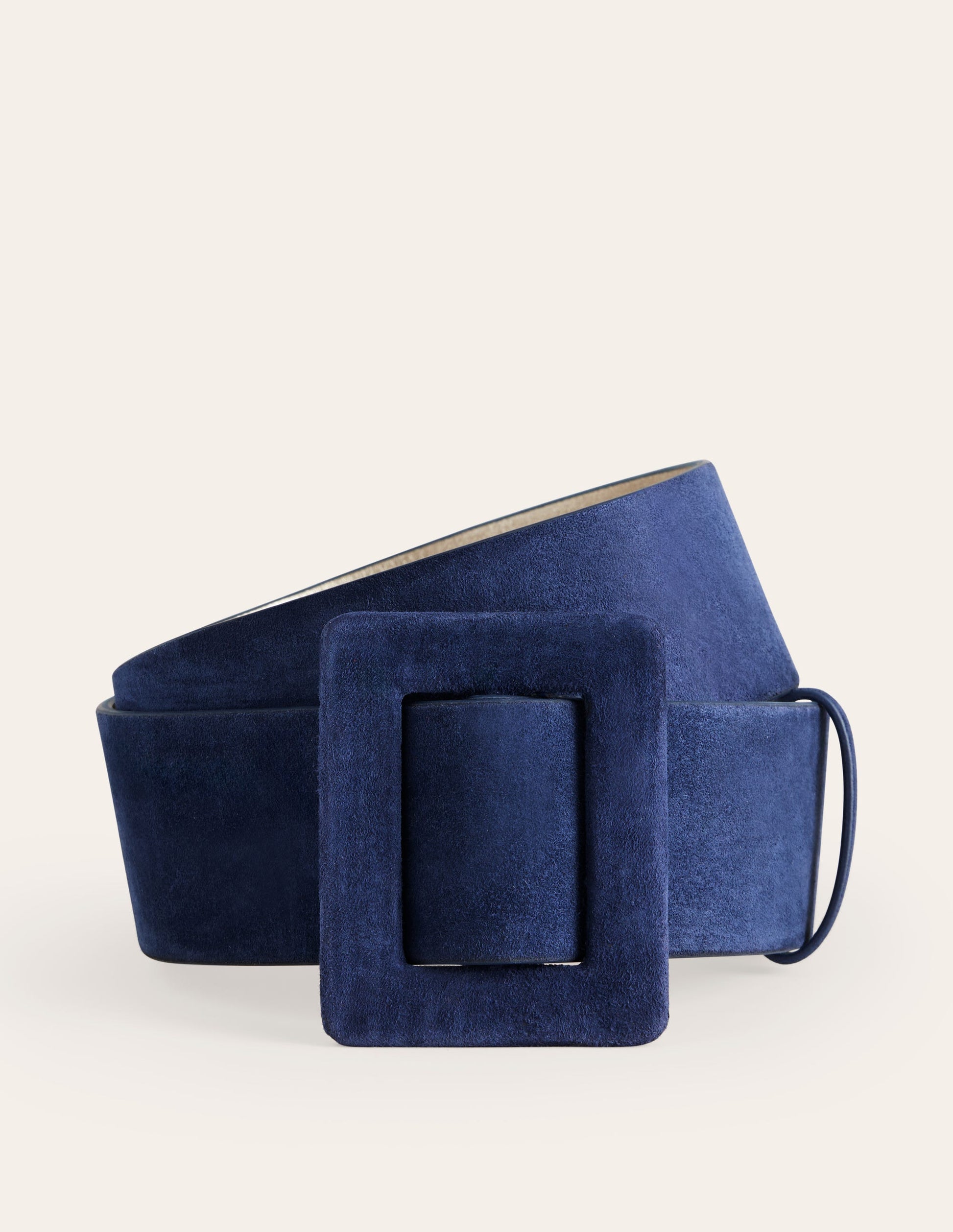 Suede Buckle Belt-Navy-2