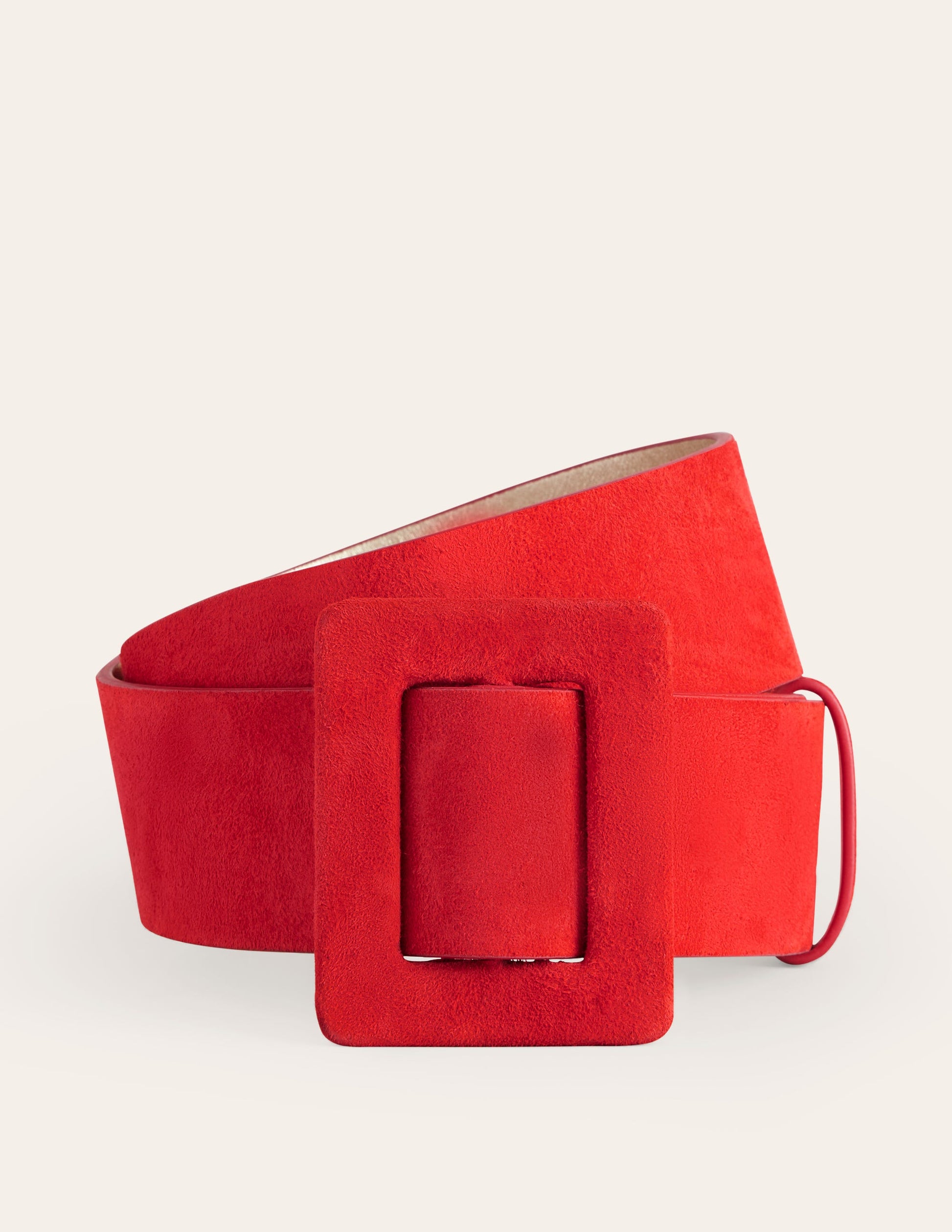 Suede Buckle Belt-Post Box Red-2