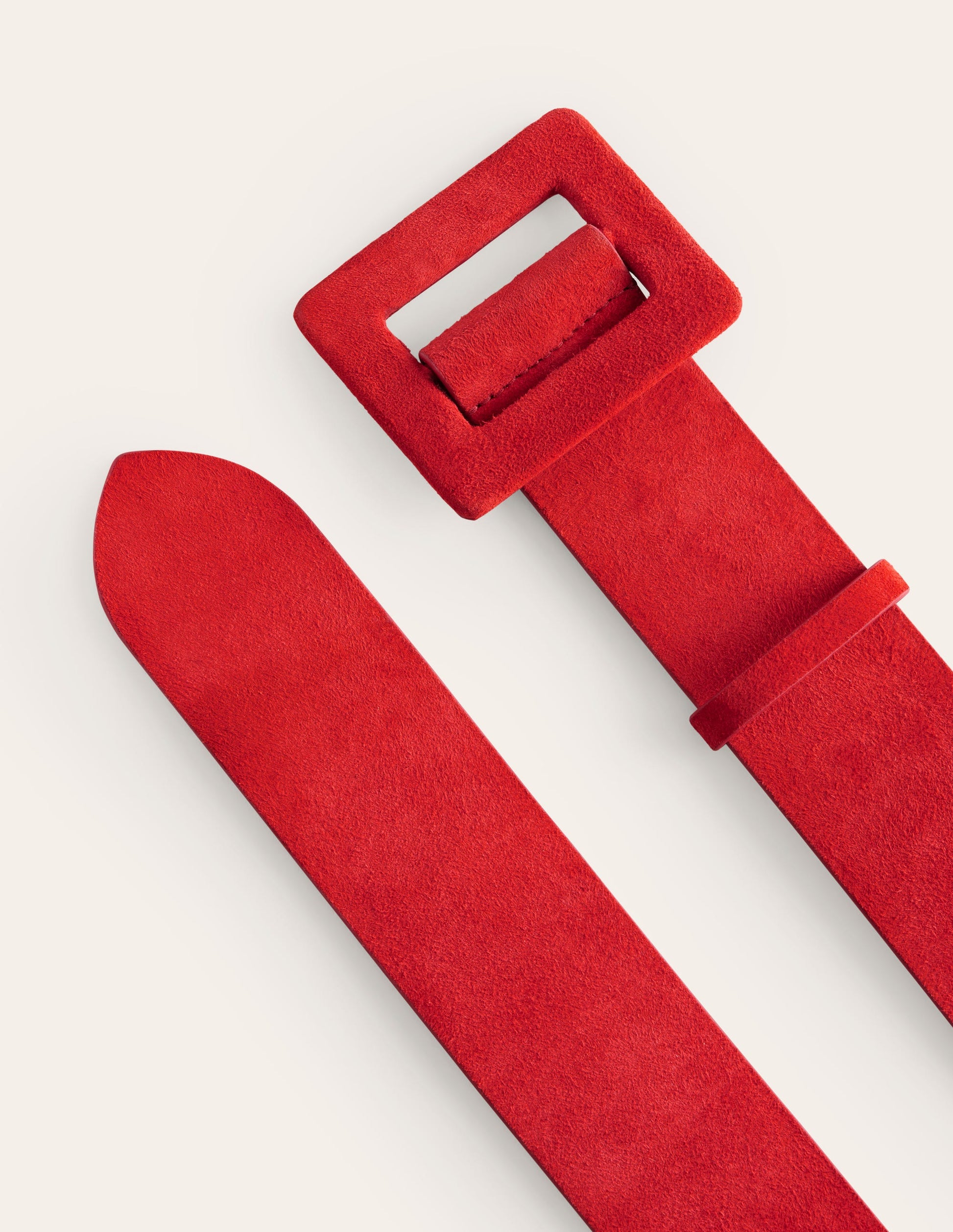 Suede Buckle Belt-Post Box Red-3