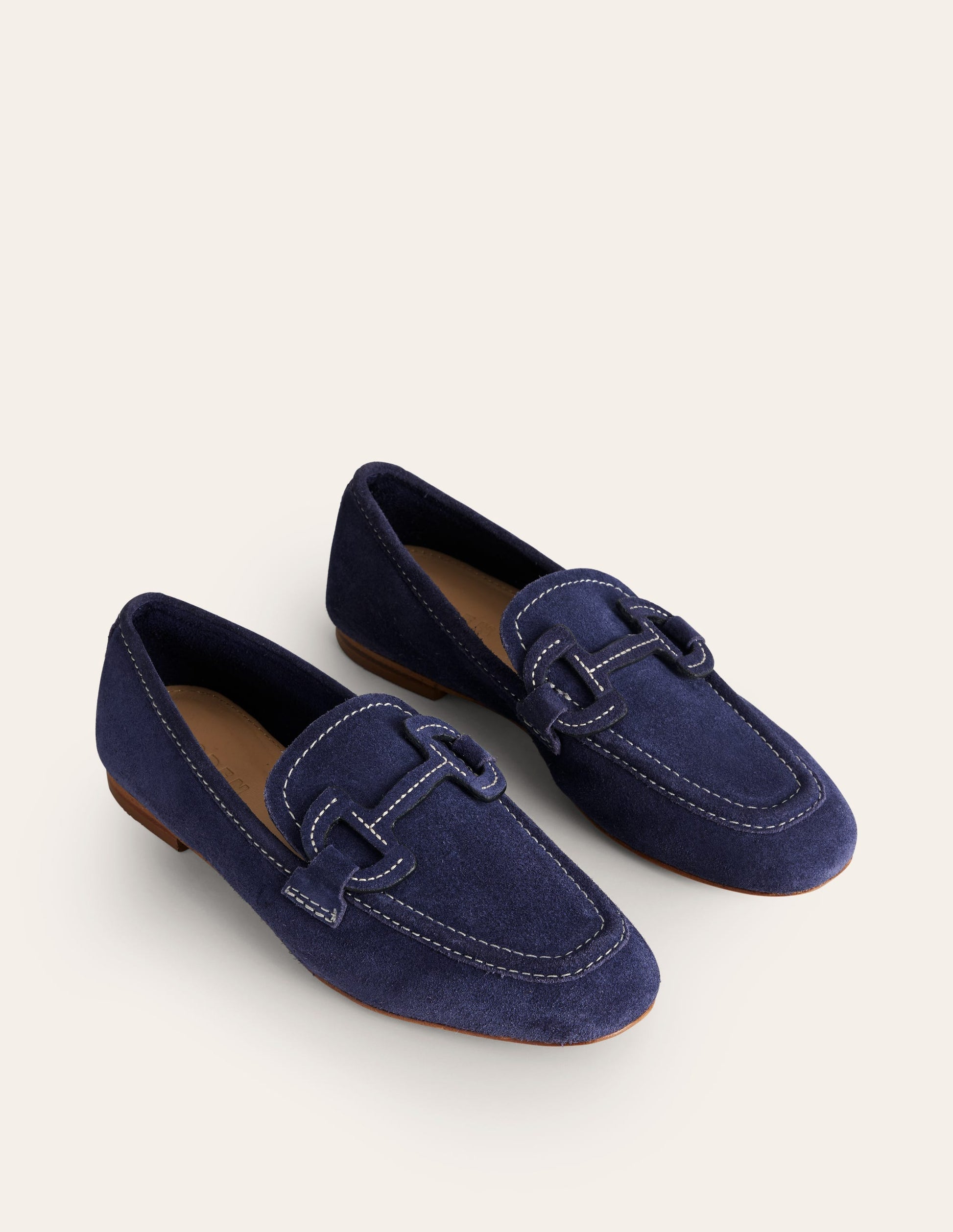 Stitched Snaffle Loafers-Navy Suede-3