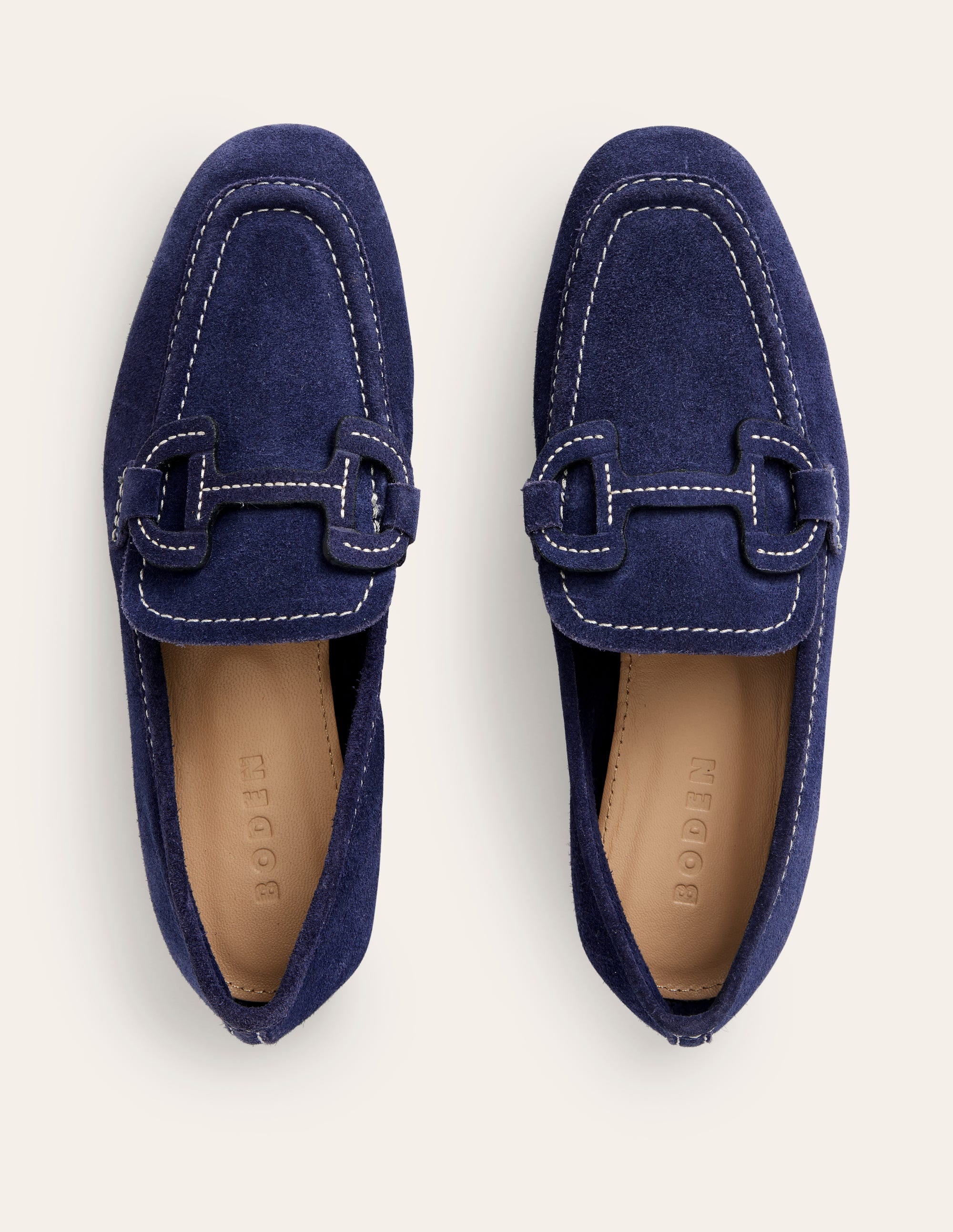 Stitched Snaffle Loafers-Navy Suede - Image 5
