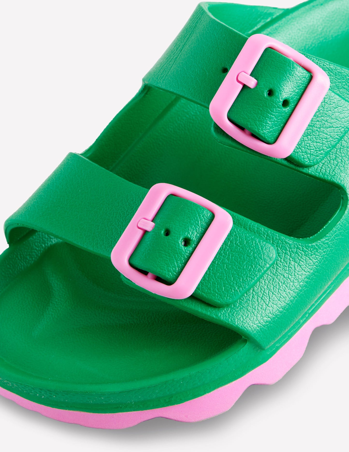 Lyla Double Buckle Slide-Rich Emerald/Soft Pink