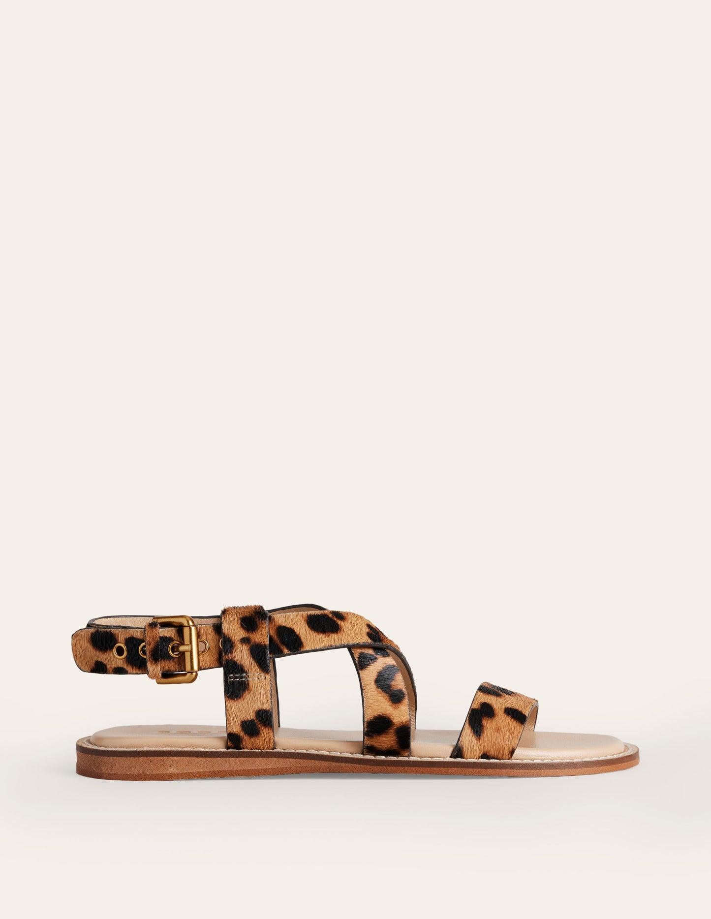 Cross Strap Flat Sandals-Classic Leopard