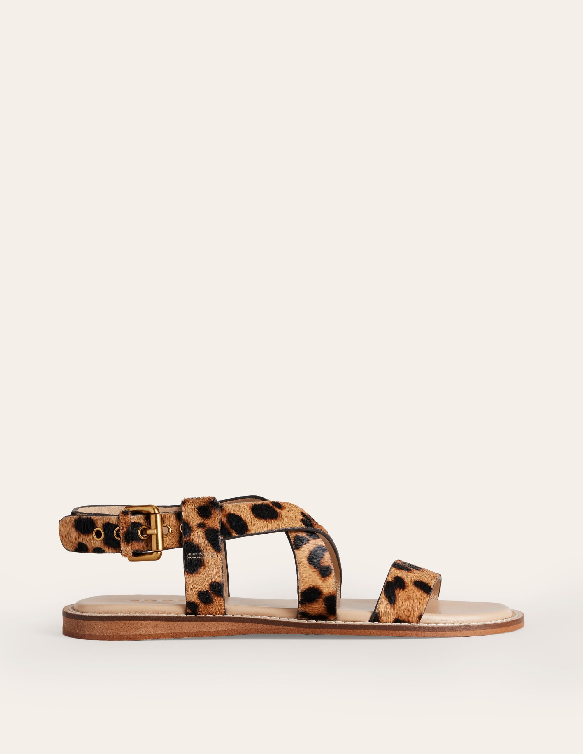 Cross Strap Flat Sandals-Classic Leopard - Image 2