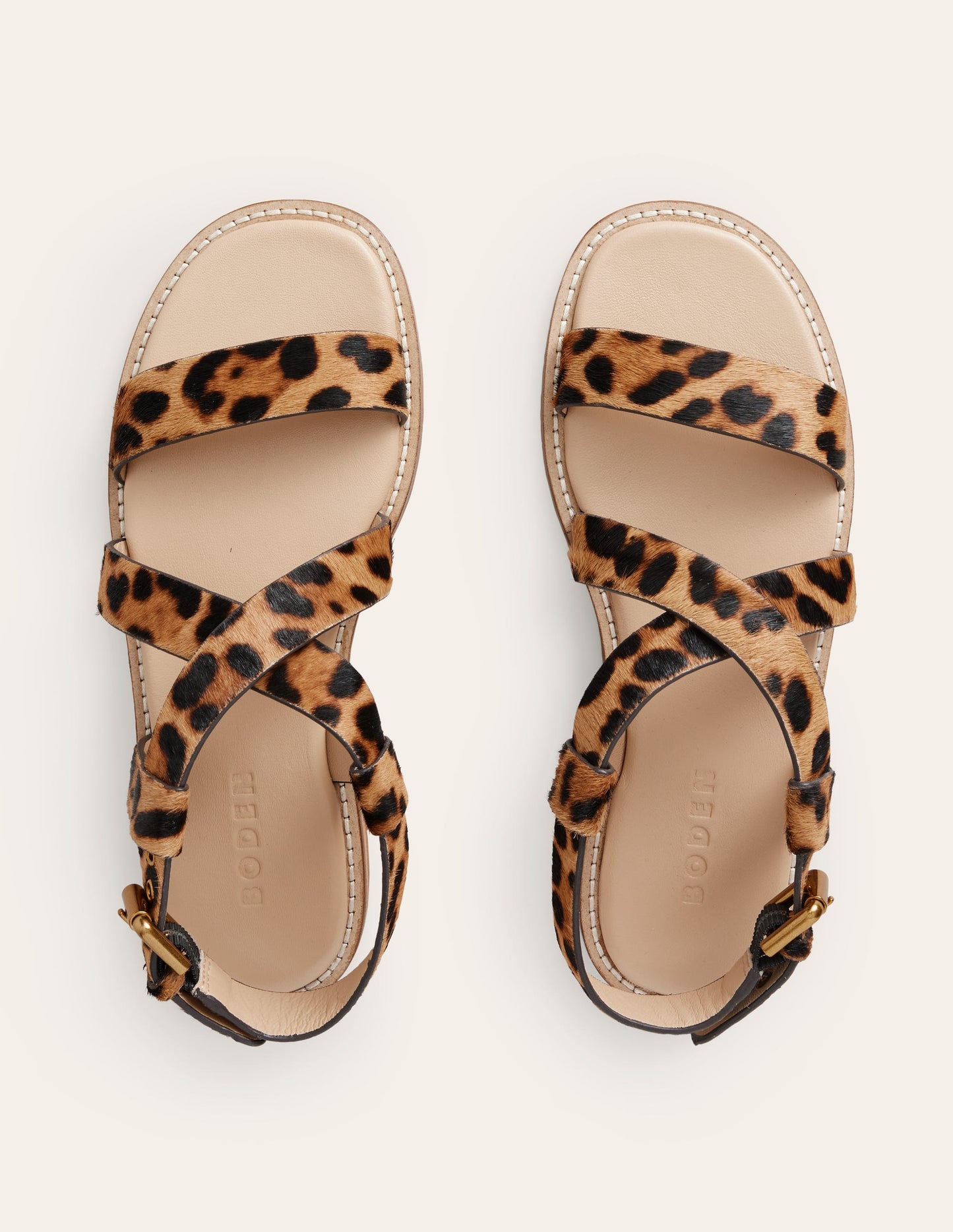 Cross Strap Flat Sandals-Classic Leopard