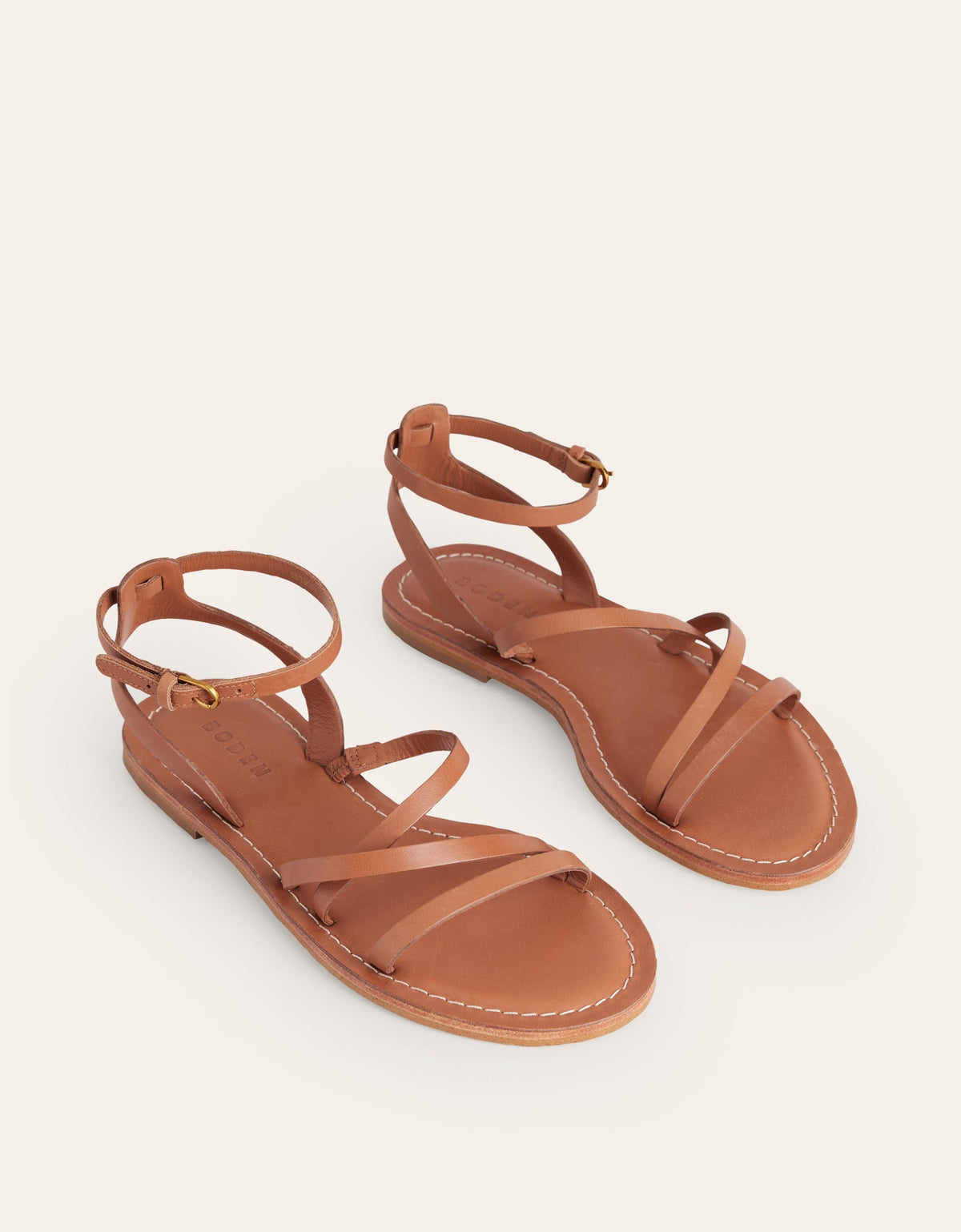 Everyday Flat Sandals-Tan Leather-3
