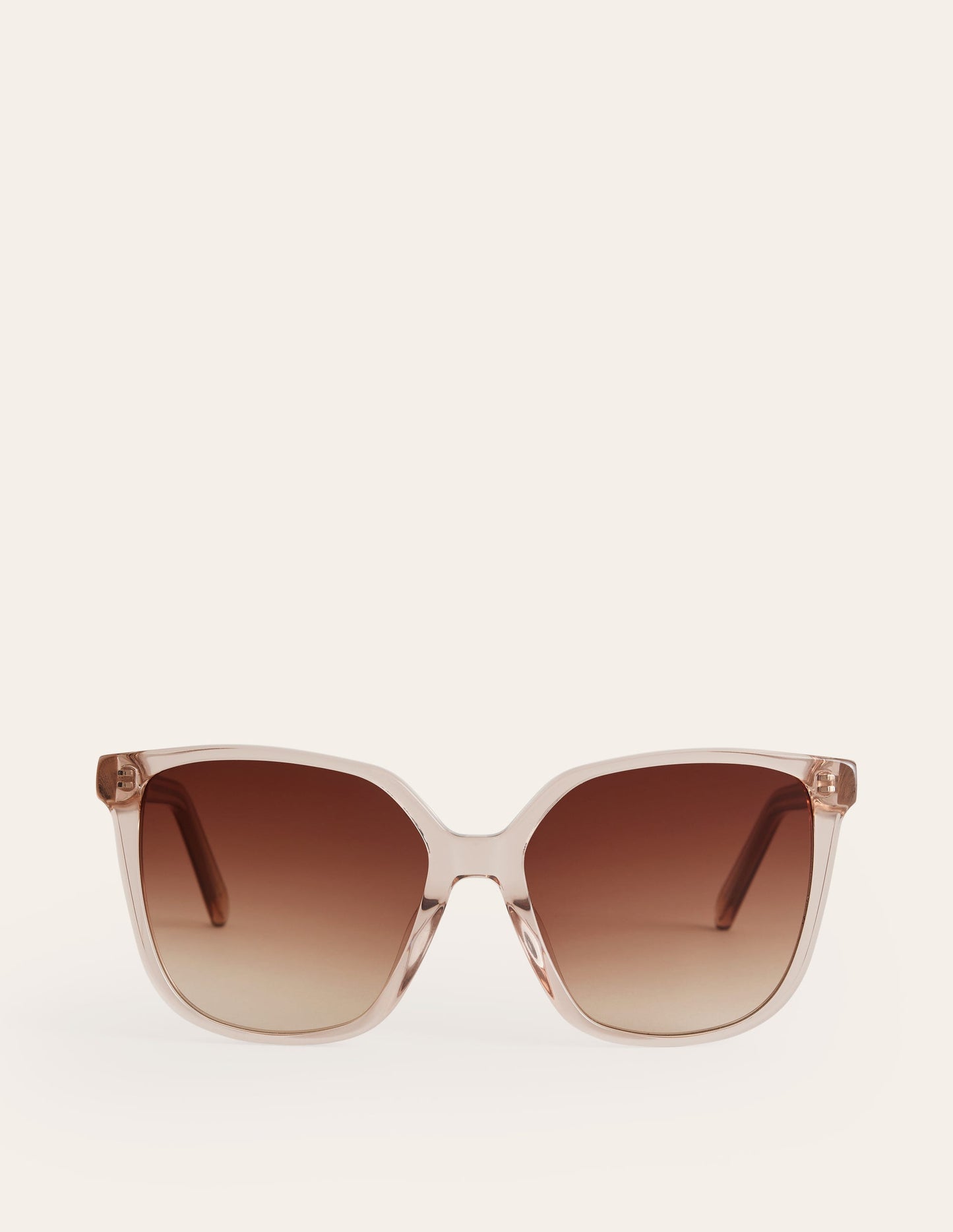 Thin D Frame Sunglasses-Nude