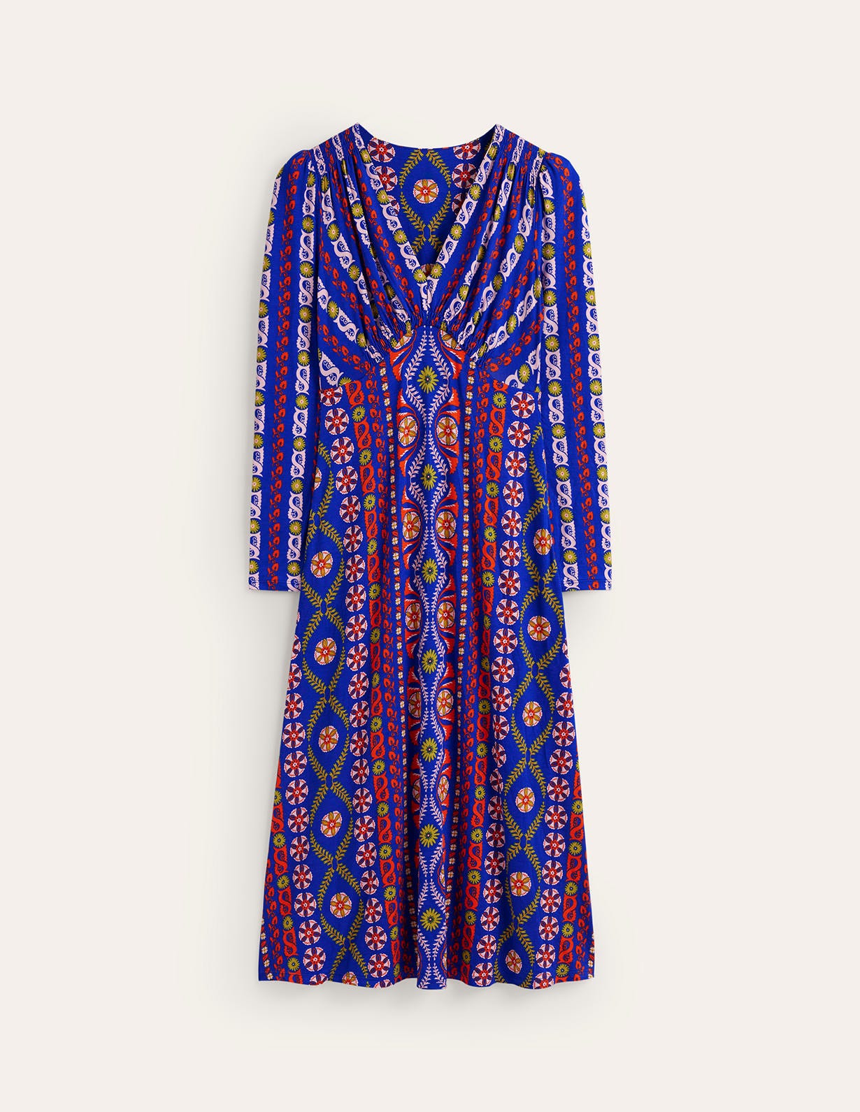 Jersey Midi Tea Dress-Surf the Web, Floret Stripe-5