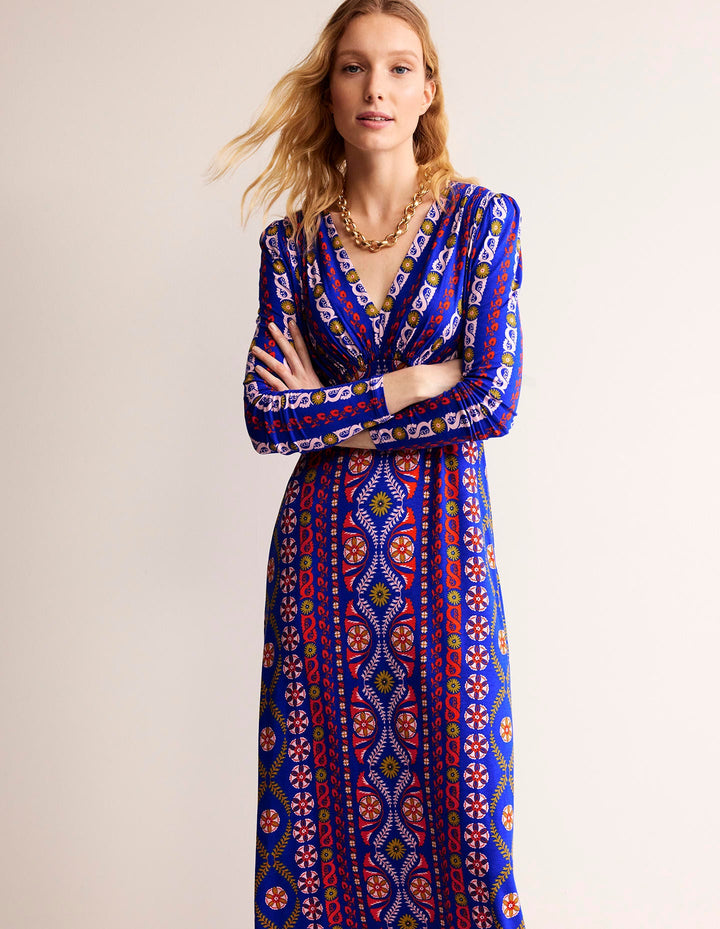 Jersey Midi Tea Dress-Surf the Web, Floret Stripe