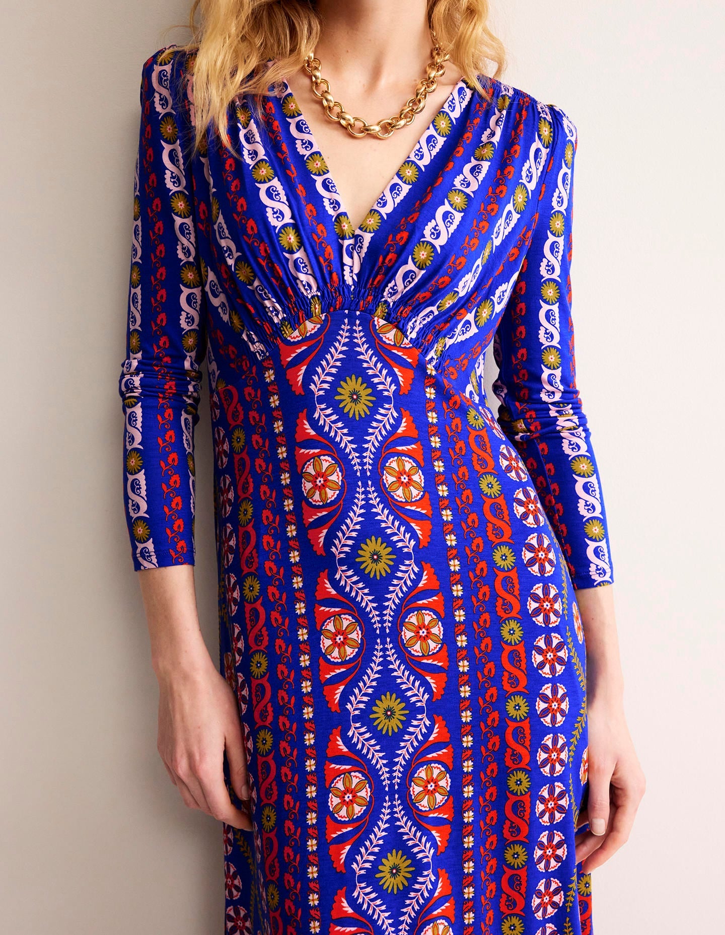 Jersey Midi Tea Dress-Surf the Web, Floret Stripe-3